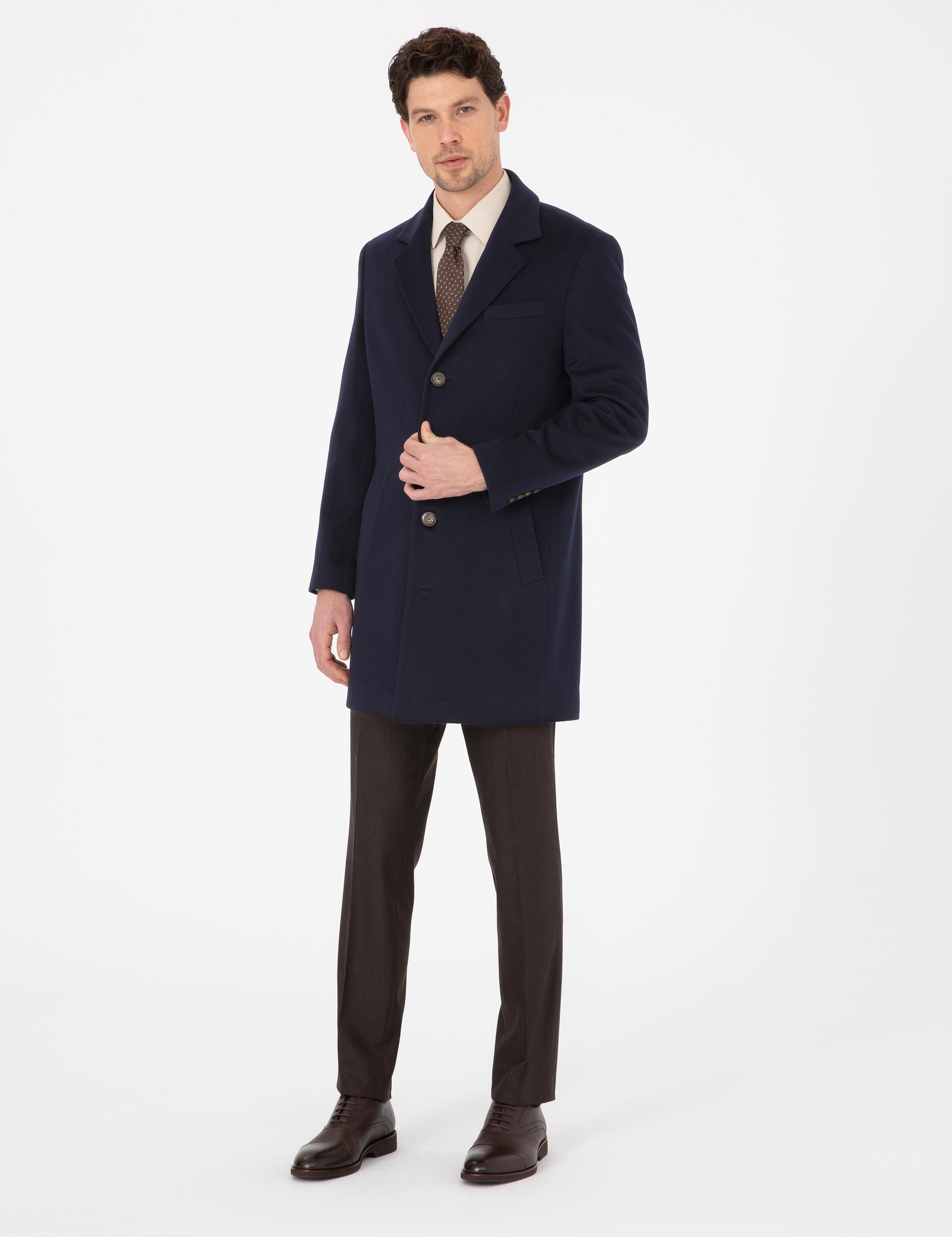 Lacivert Slim Fit Palto