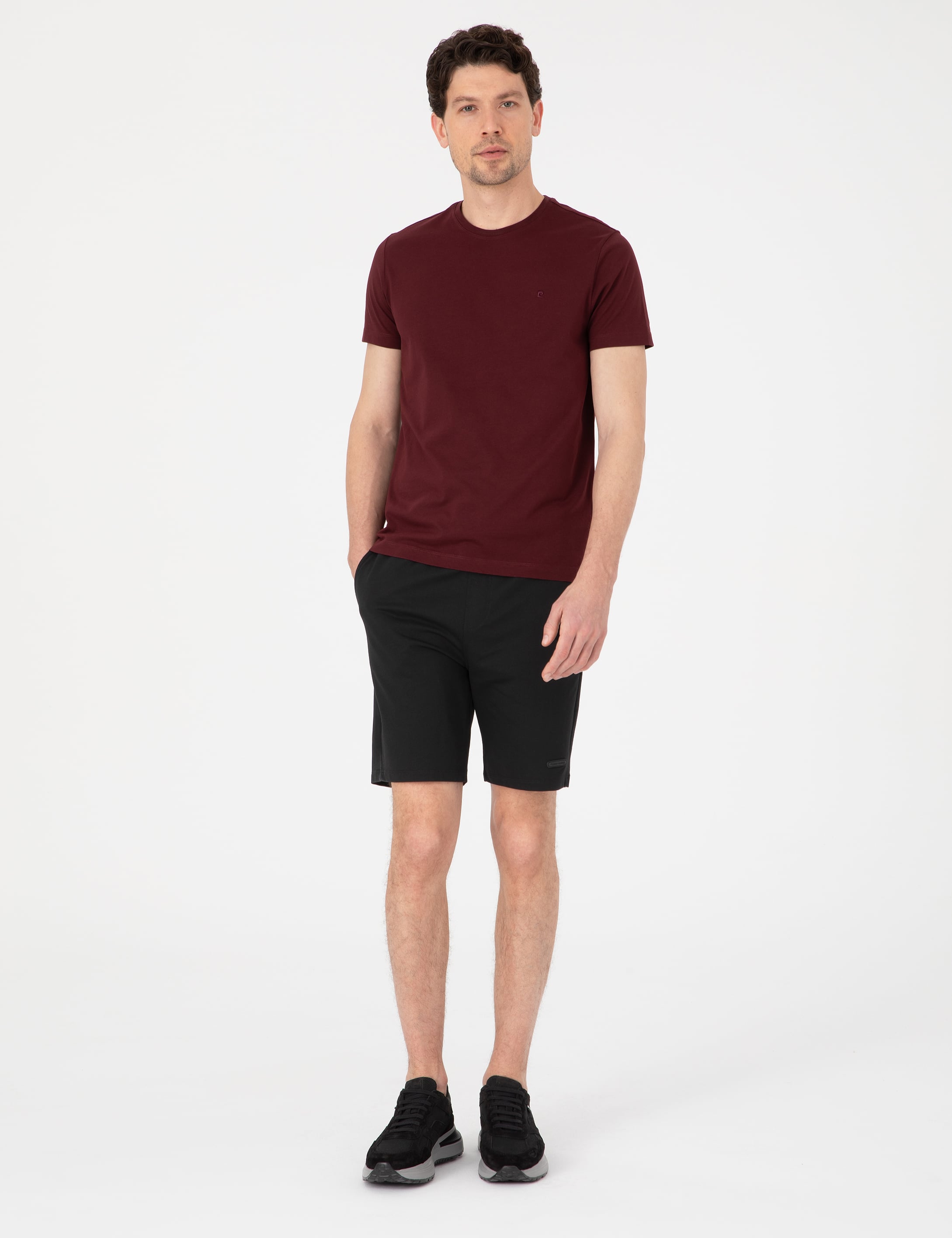 Siyah Regular Fit Örme Şort