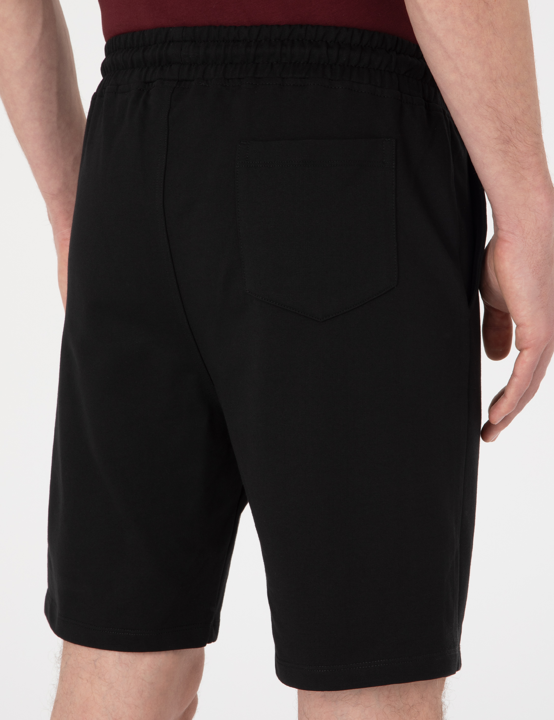 Siyah Regular Fit Örme Şort - Image 6
