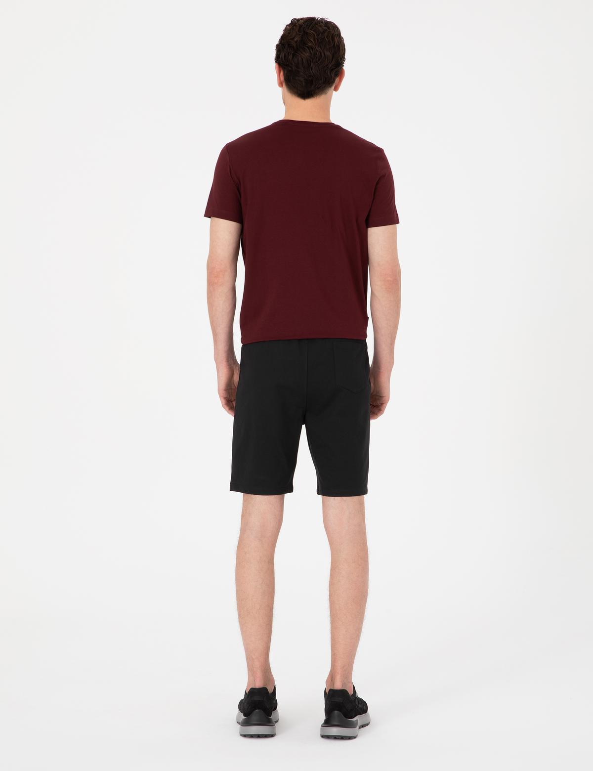 Siyah Regular Fit Örme Şort - 50310719008