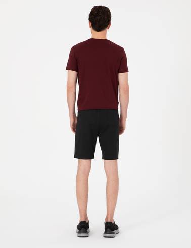 Siyah Regular Fit Örme Şort