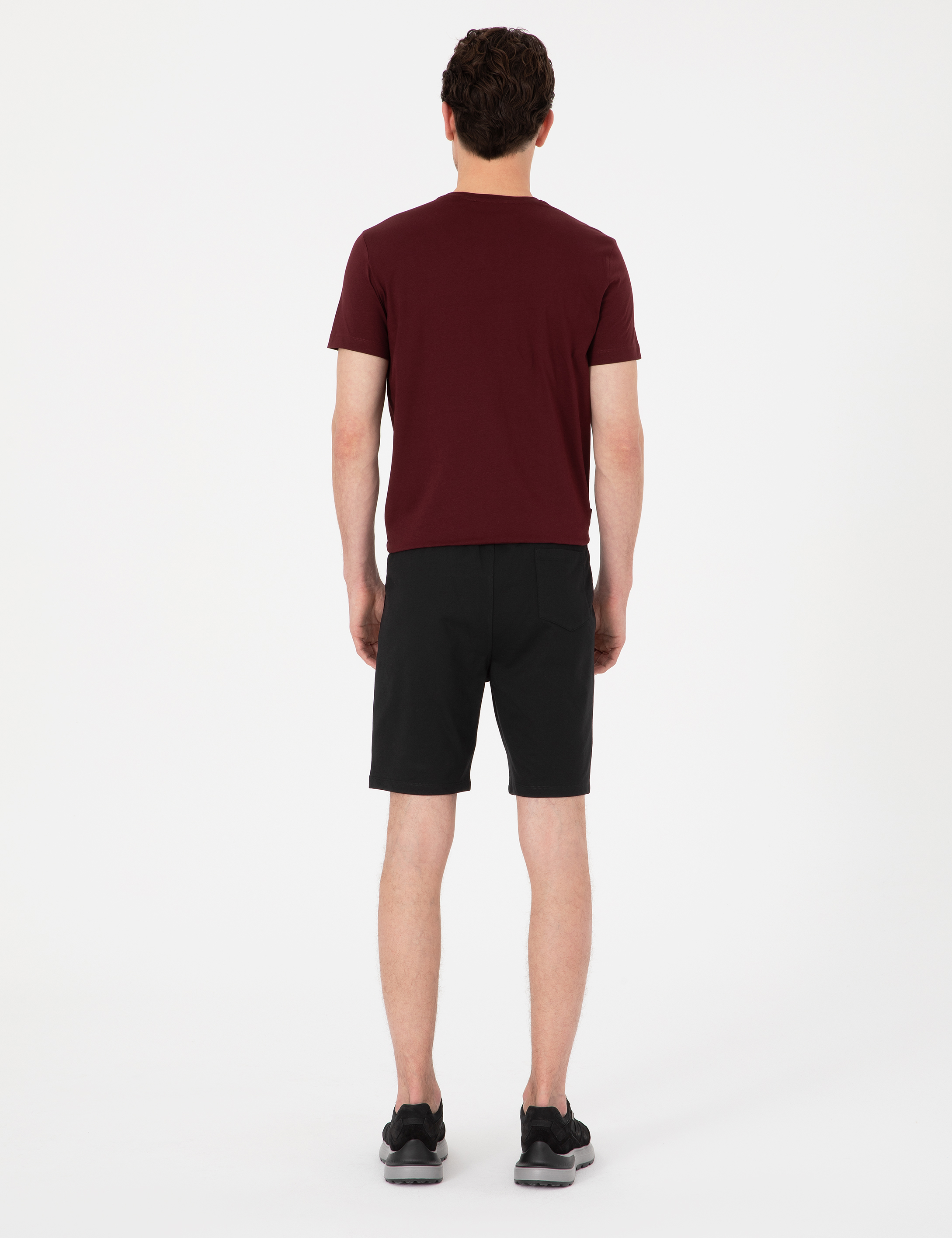 Siyah Regular Fit Örme Şort - Image 4