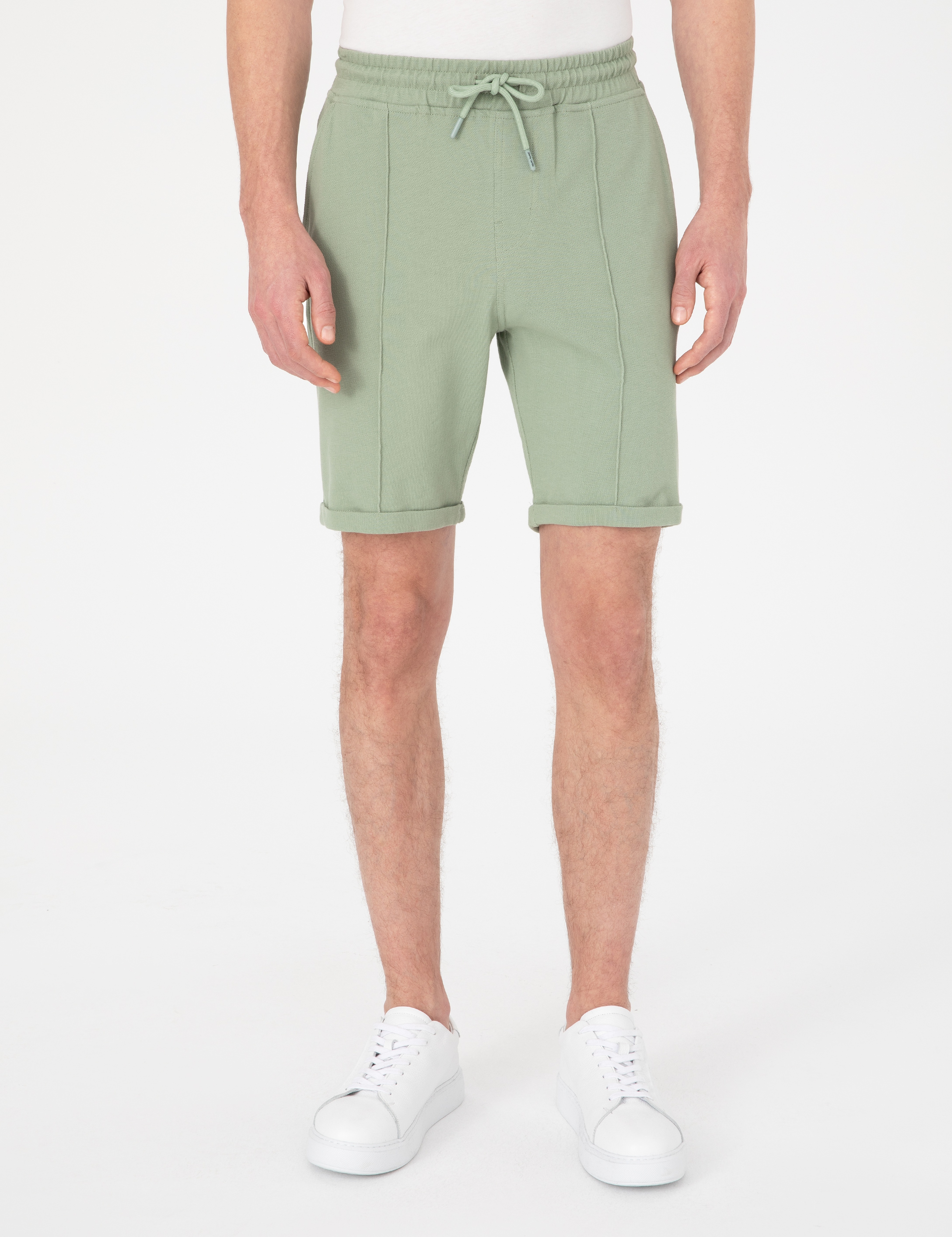 Açık Haki Regular Fit Örme Şort - Image 2
