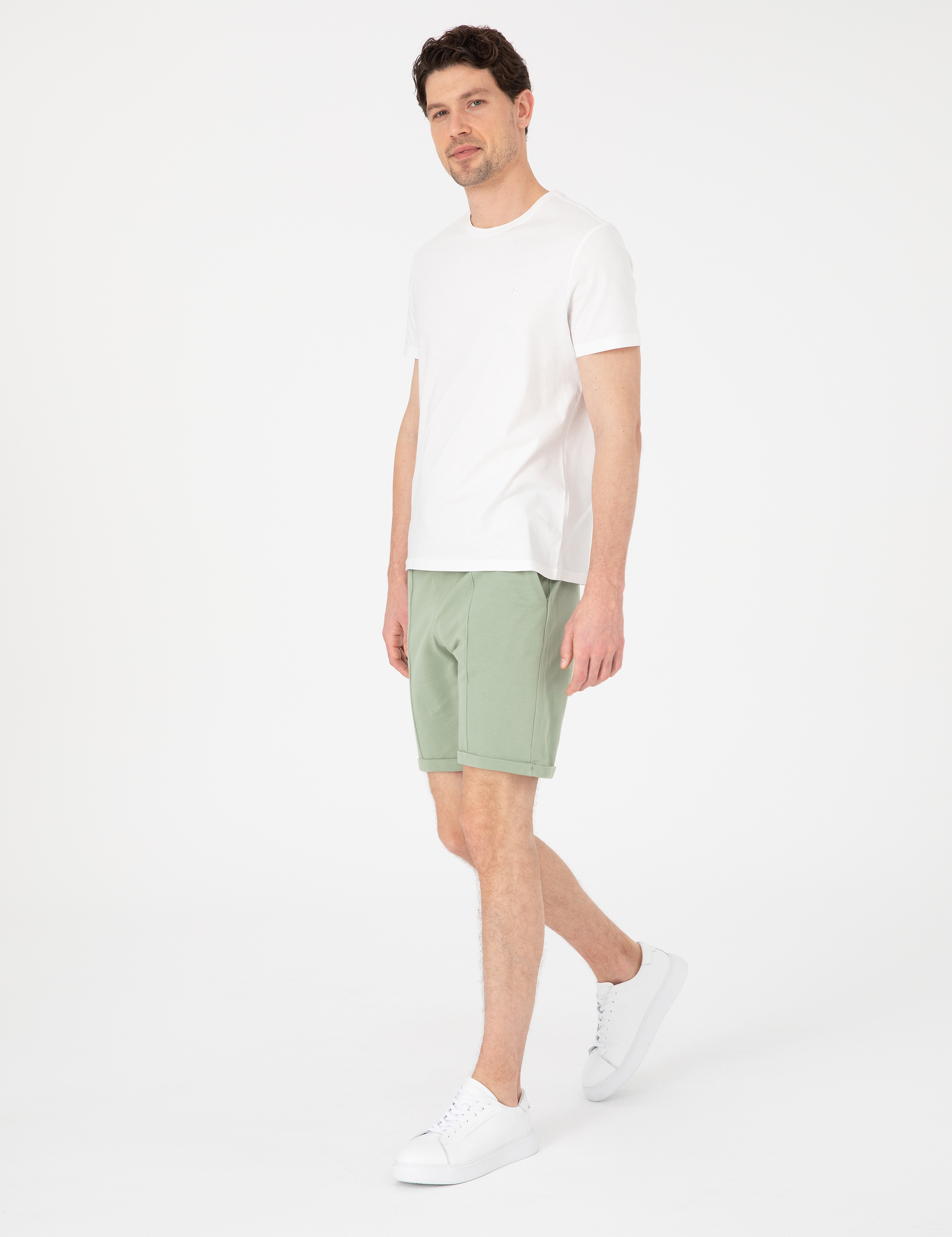 Açık Haki Regular Fit Örme Şort - Image 3