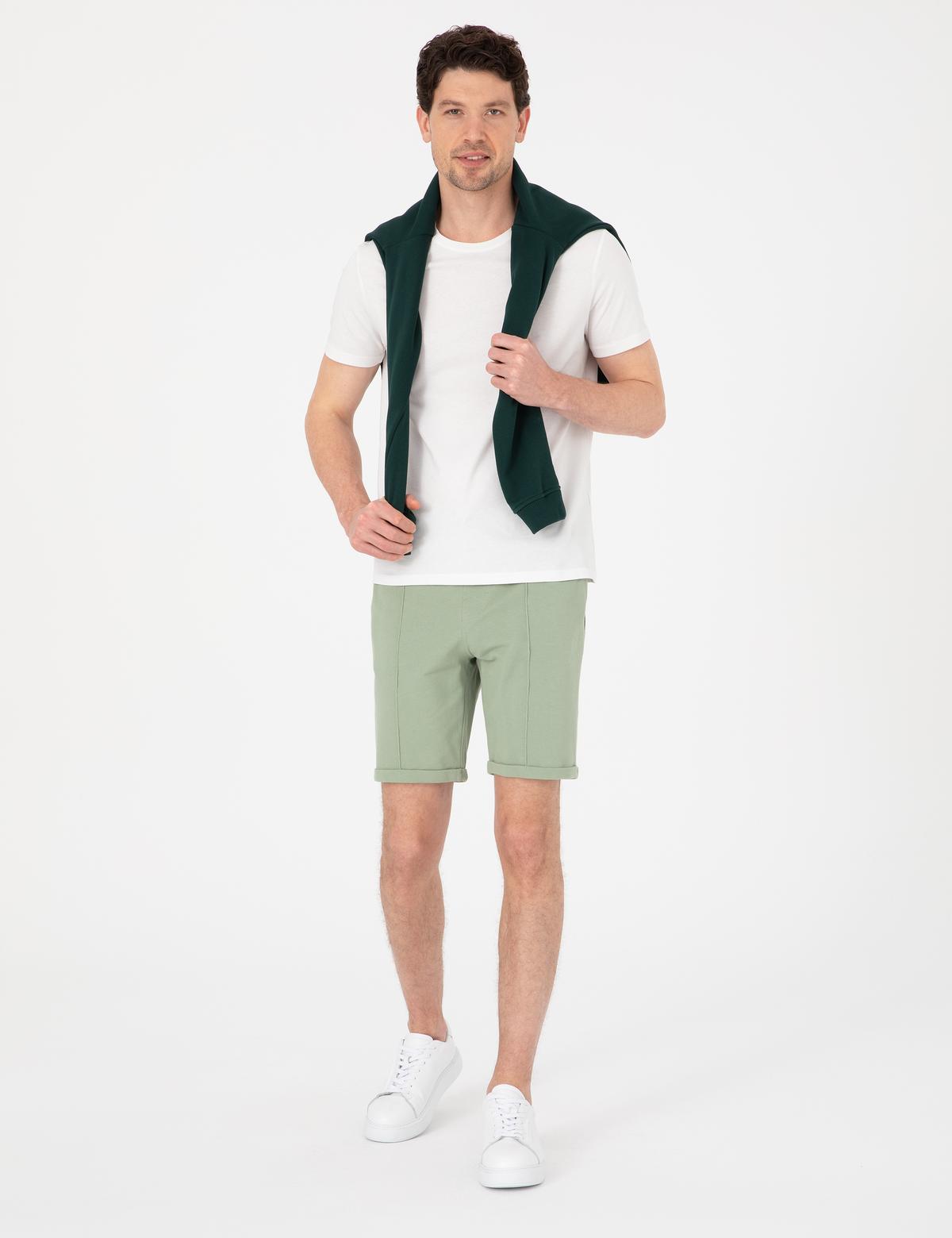 Açık Haki Regular Fit Örme Şort