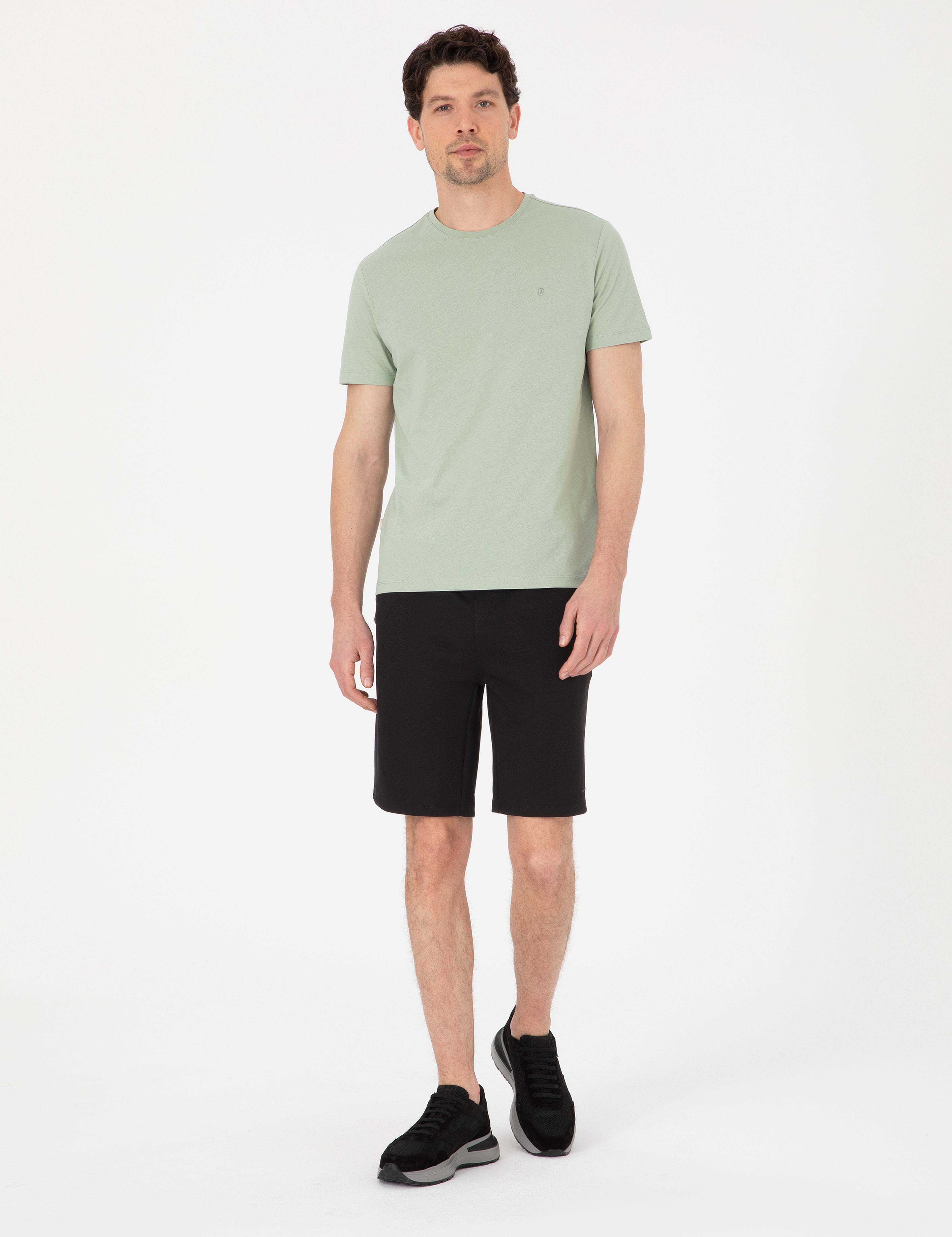 Siyah Comfort Fit Örme Şort - Image 1