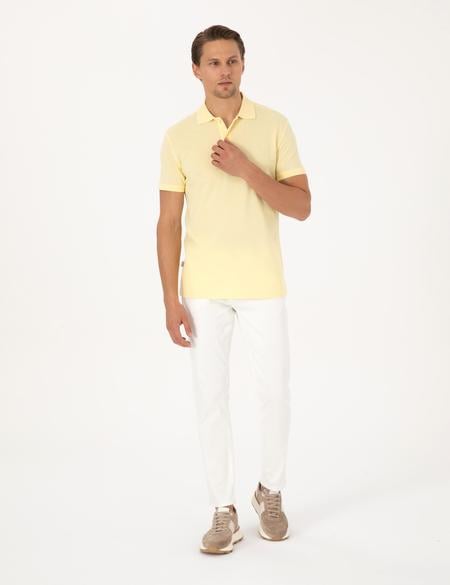 Açık Sarı Slim Fit Basic Tişört - 50325323014