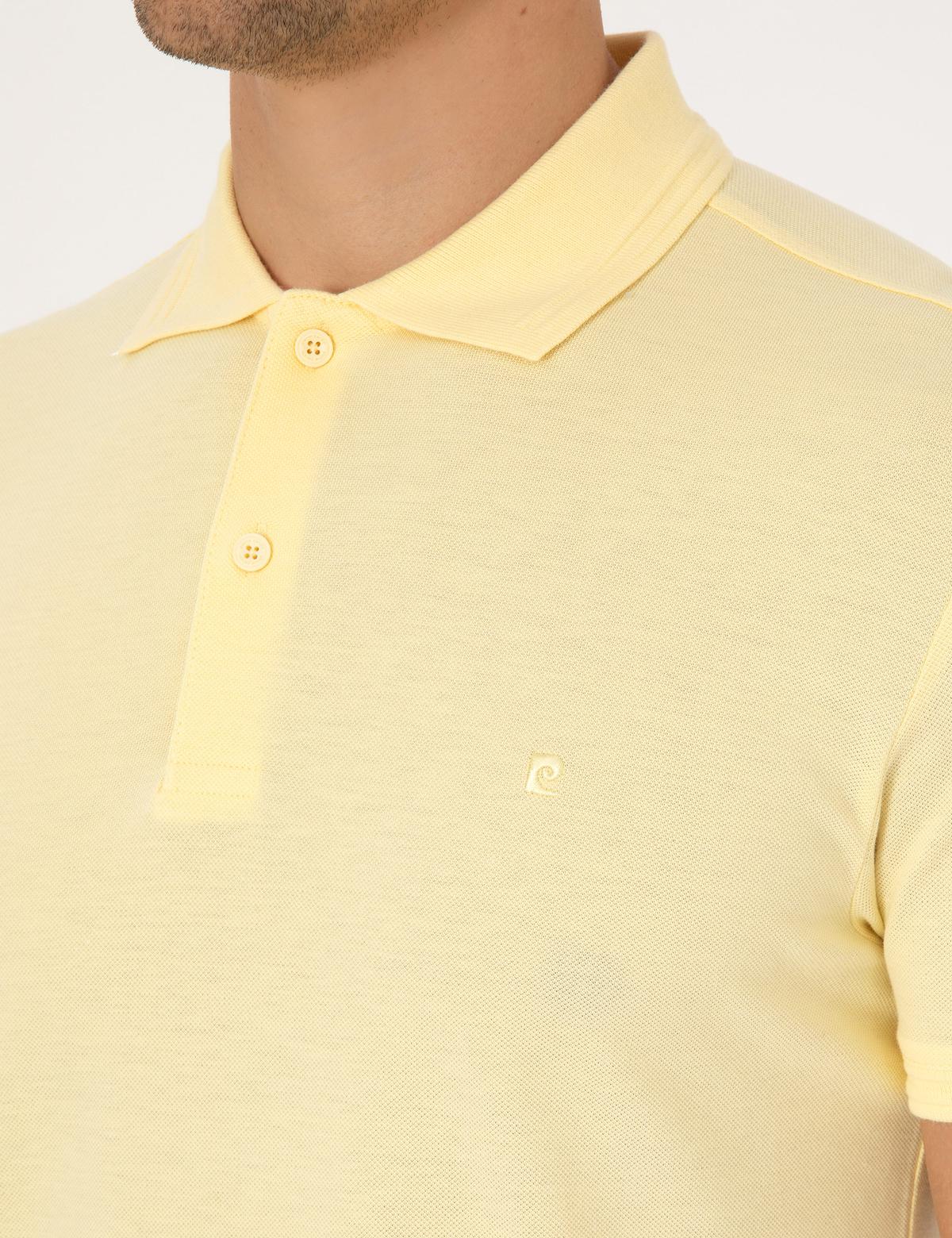 Açık Sarı Slim Fit Basic Tişört - 50325323014