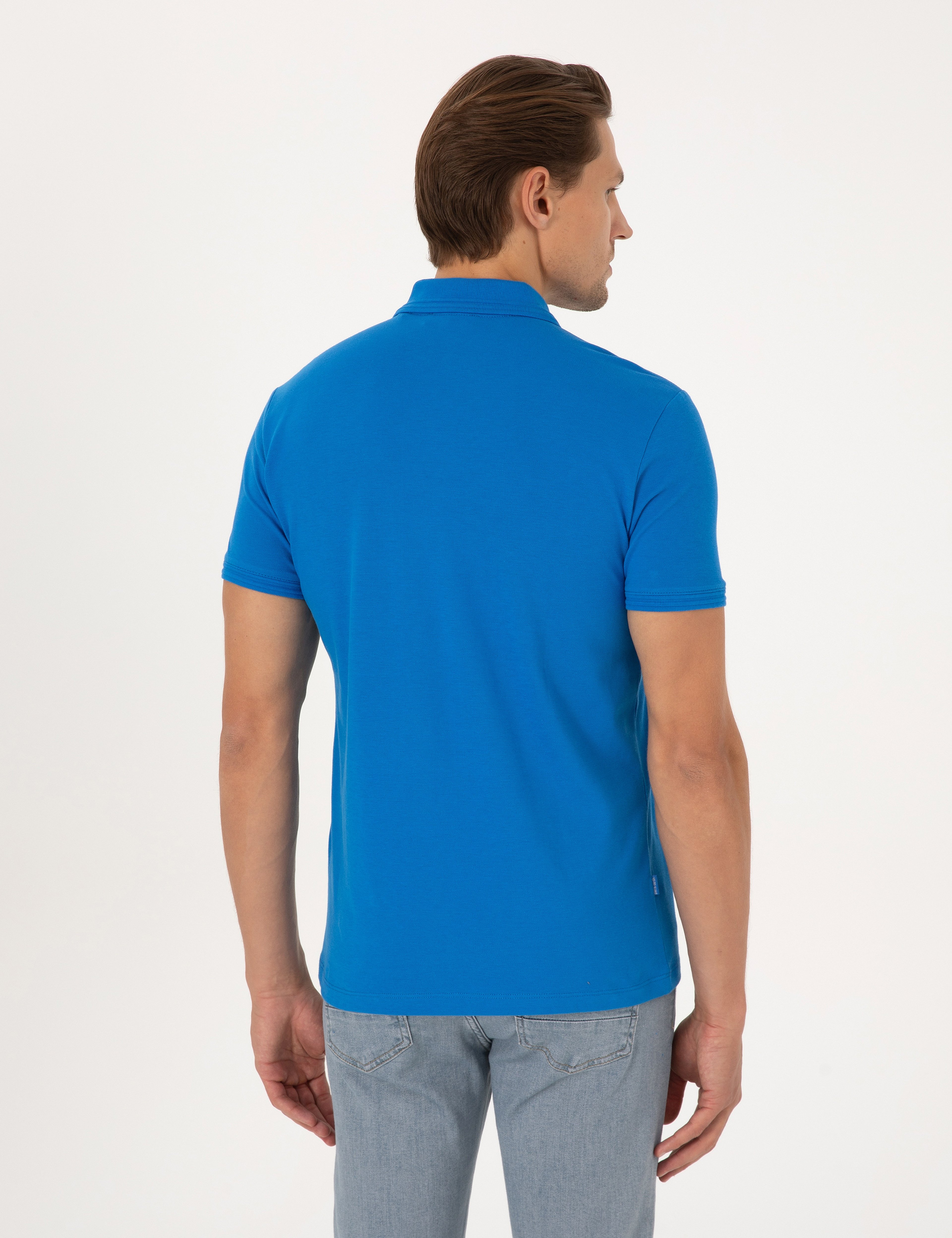 Sax Slim Fit %100 Pamuk Kıvrılmaz Düğmeli Polo Yaka Basic Tişört