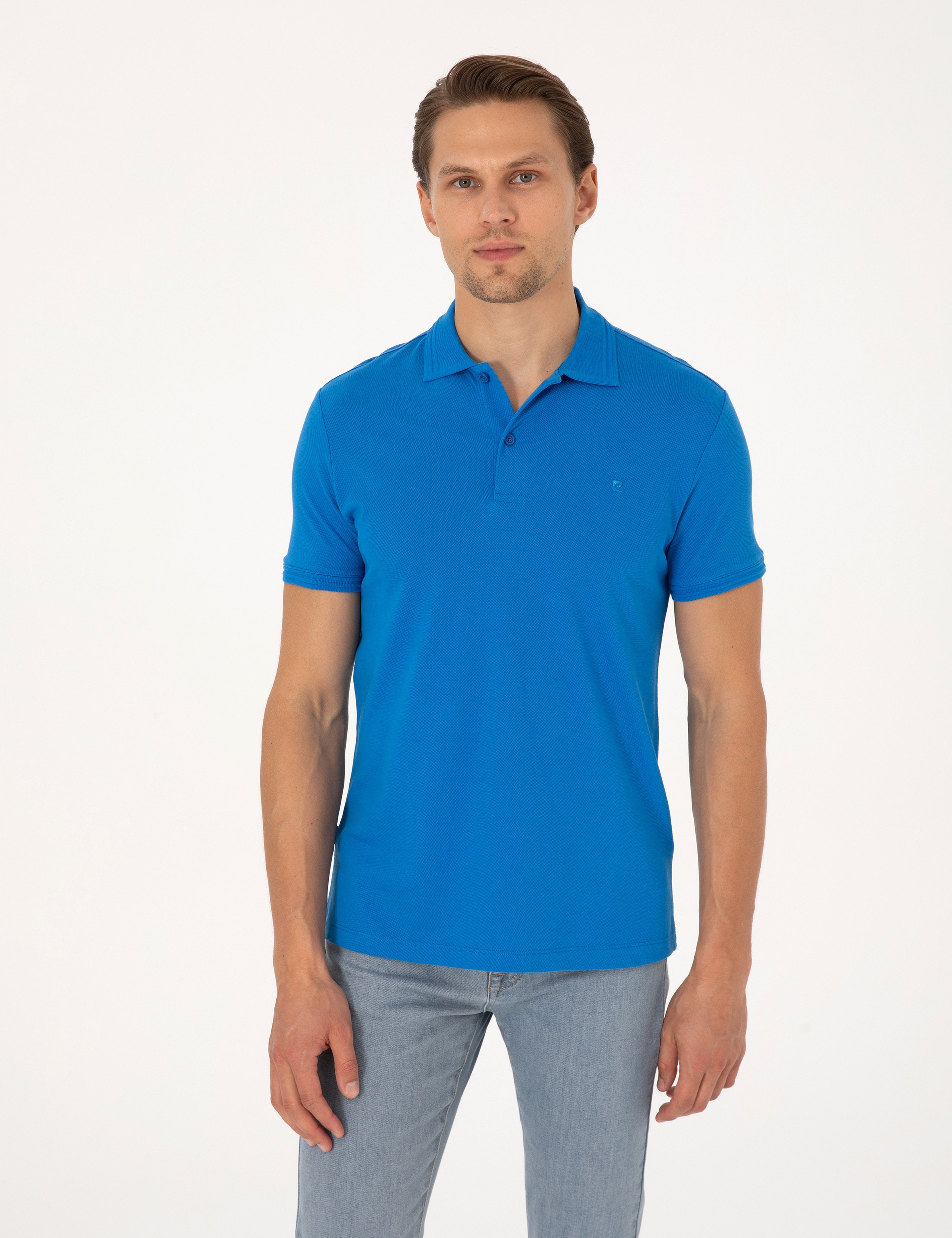 Sax Slim Fit %100 Pamuk Kıvrılmaz Düğmeli Polo Yaka Basic Tişört
