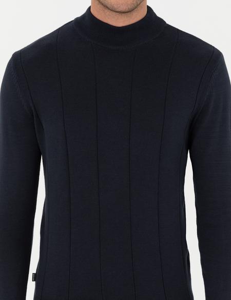 Lacivert Slim Fit Yarım Balıkçı Yaka Triko Kazak - 50300460018