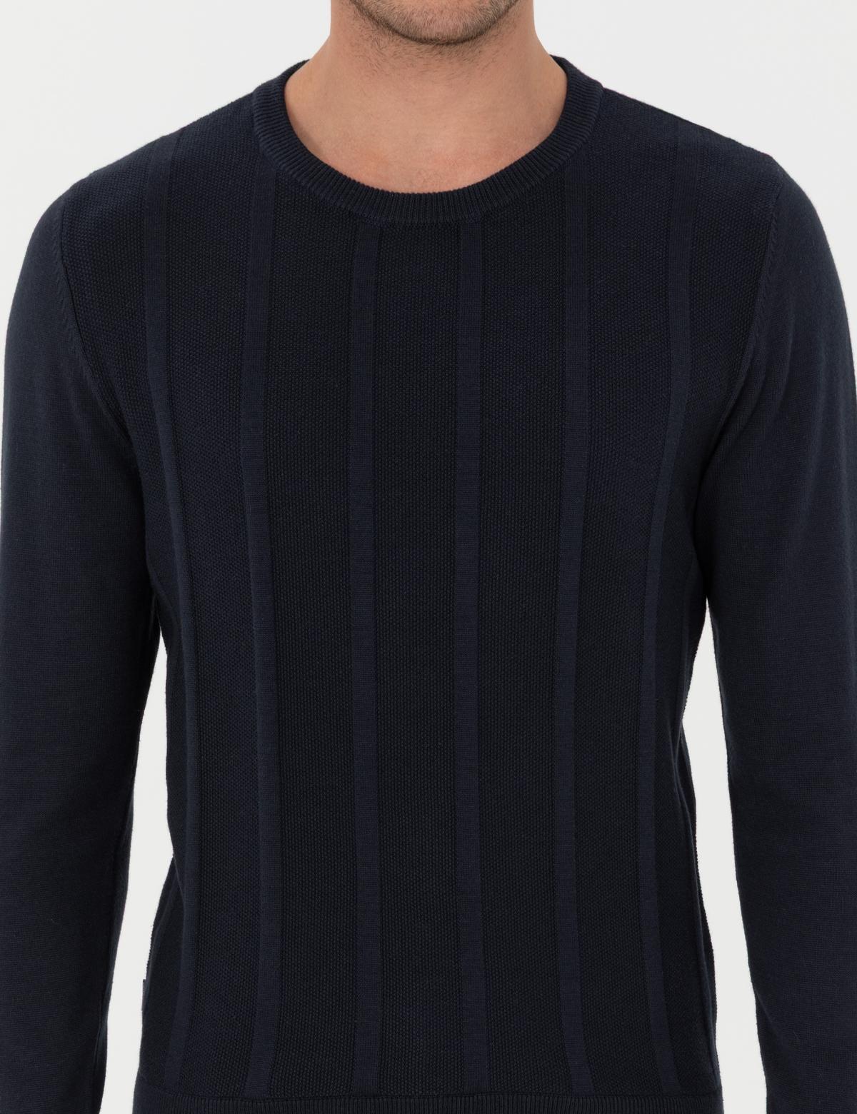 Lacivert Slim Fit Bisiklet Yaka Triko Kazak - 50300531006