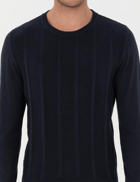 Lacivert Slim Fit Bisiklet Yaka Triko Kazak - 50300531006