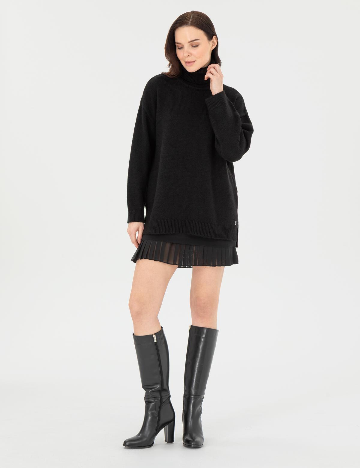 Siyah Oversize Kazak - 50290574011