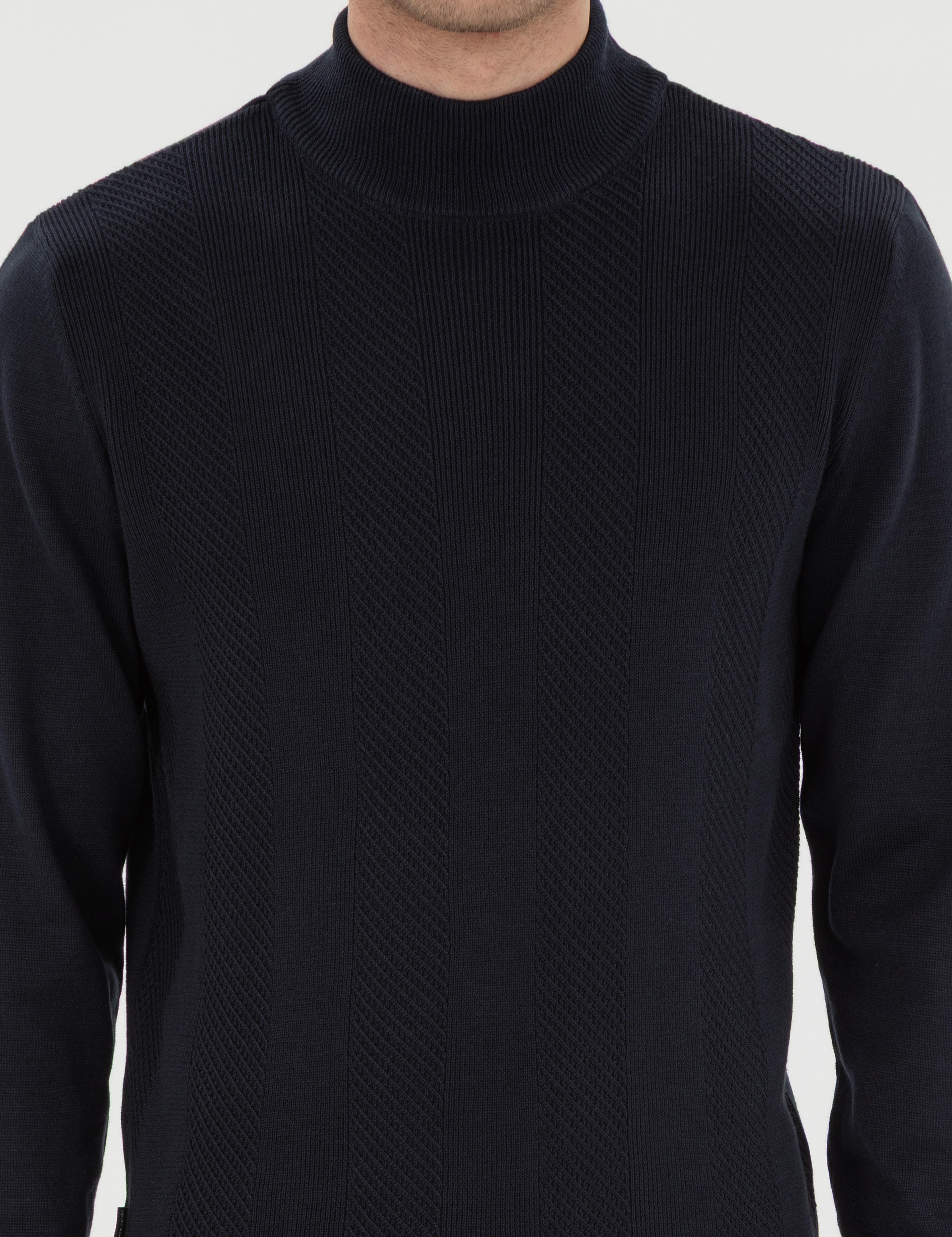 Lacivert Slim Fit Yarım Balıkçı Triko Kazak - Image 6