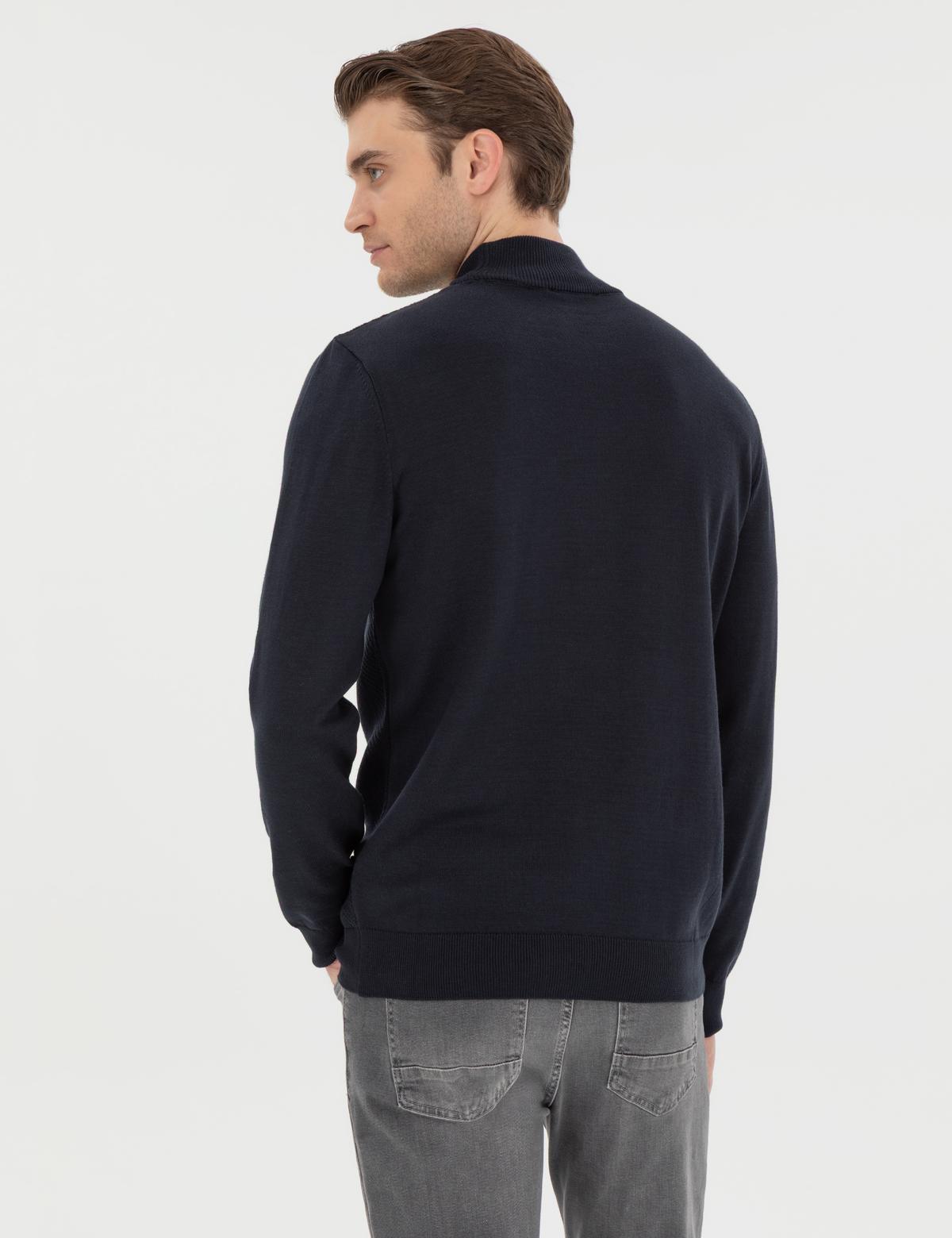 Lacivert Slim Fit Yarım Balıkçı Triko Kazak - 50300498016