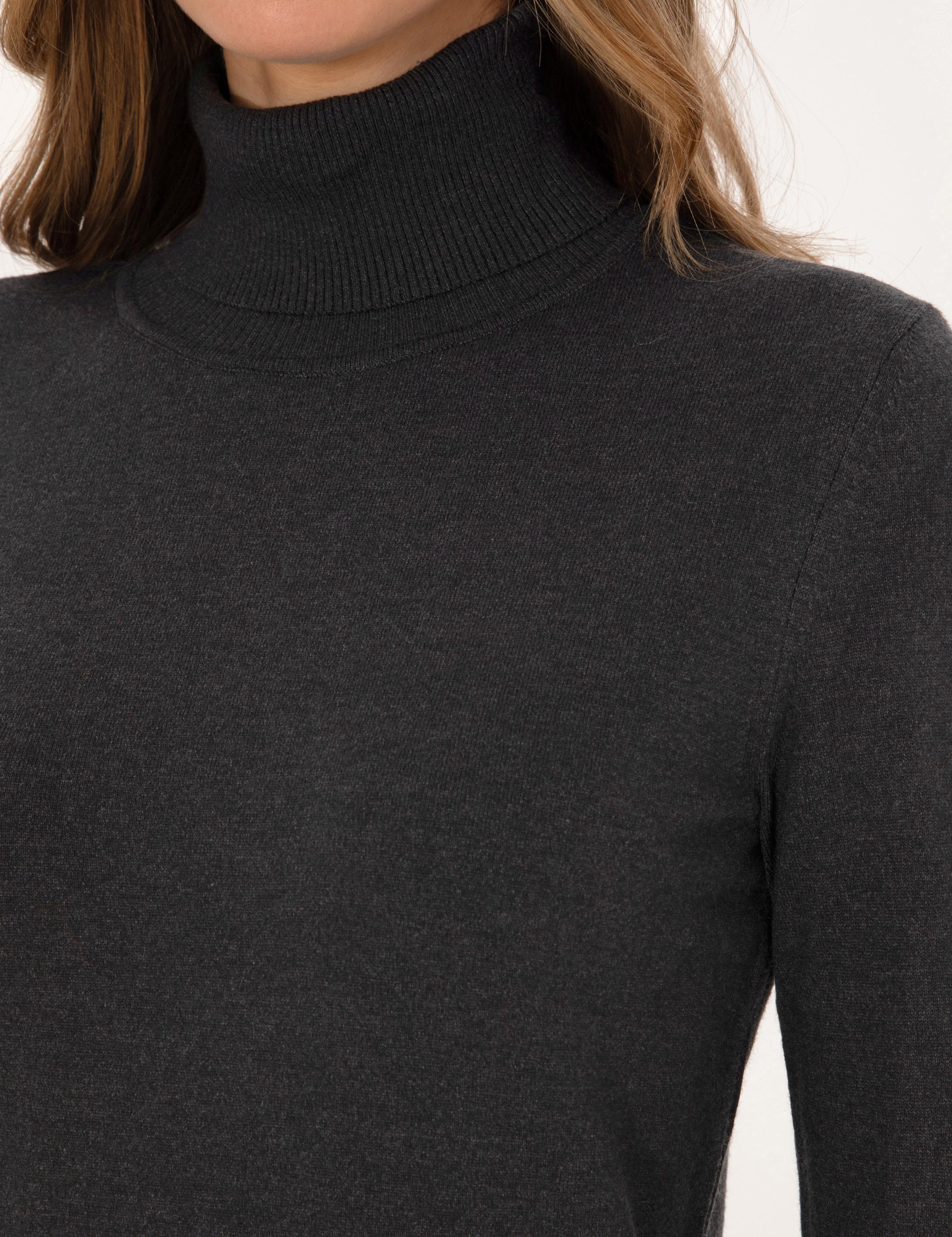 Antrasit Slim Fit Balıkçı Yaka Basic Kazak