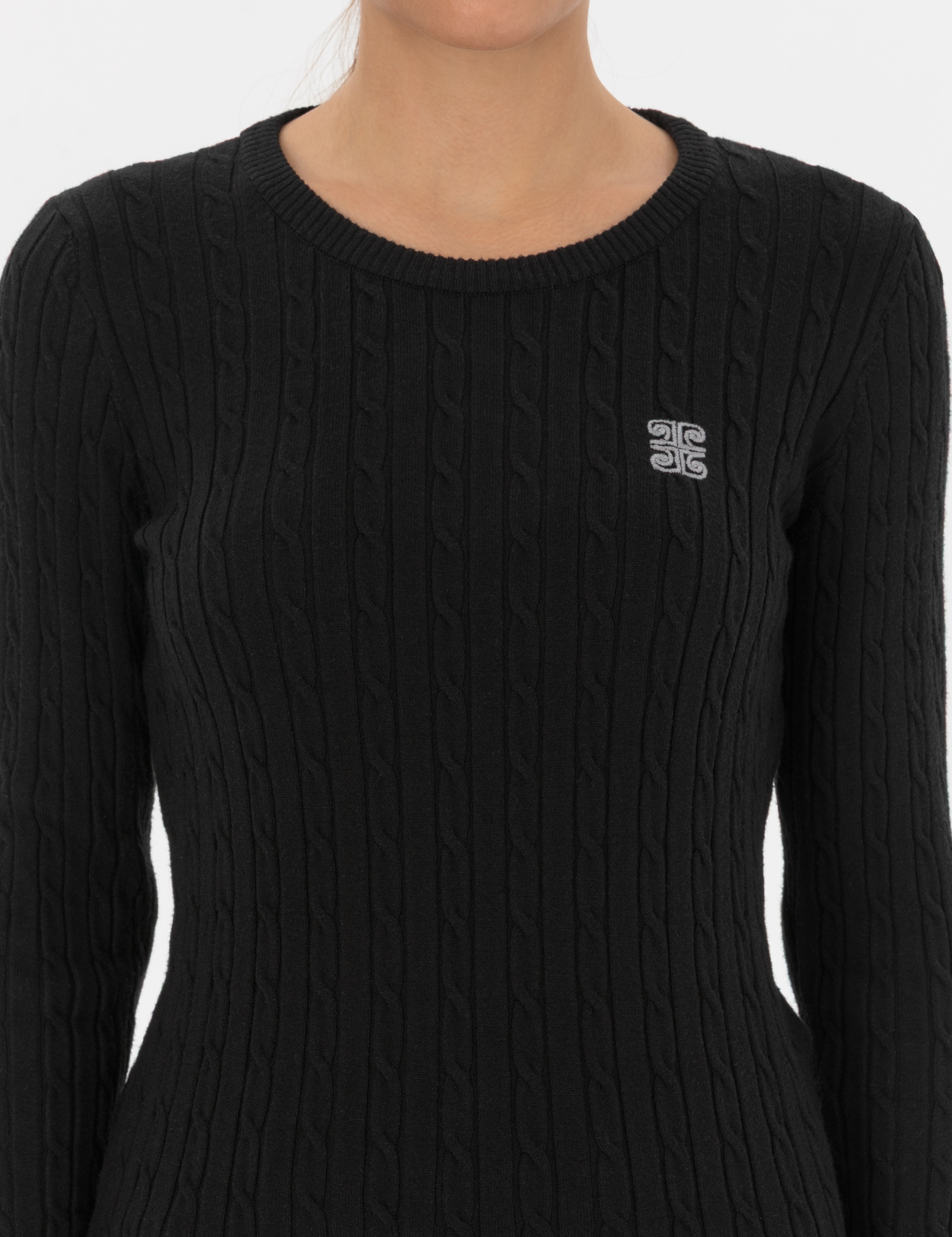 Siyah Slim Fit Bisiklet Yaka Basic Kazak - Image 6