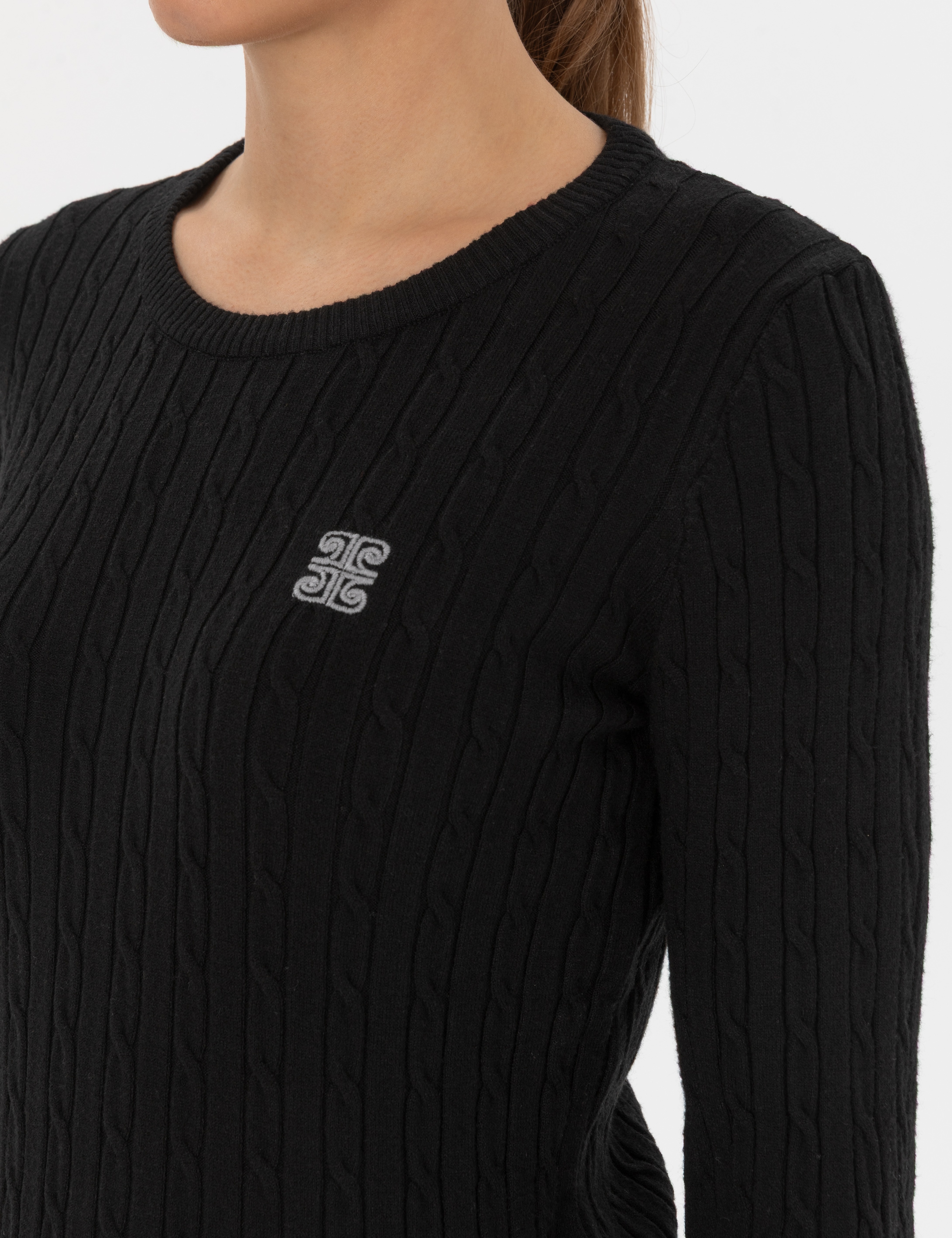 Siyah Slim Fit Bisiklet Yaka Basic Kazak - Image 7
