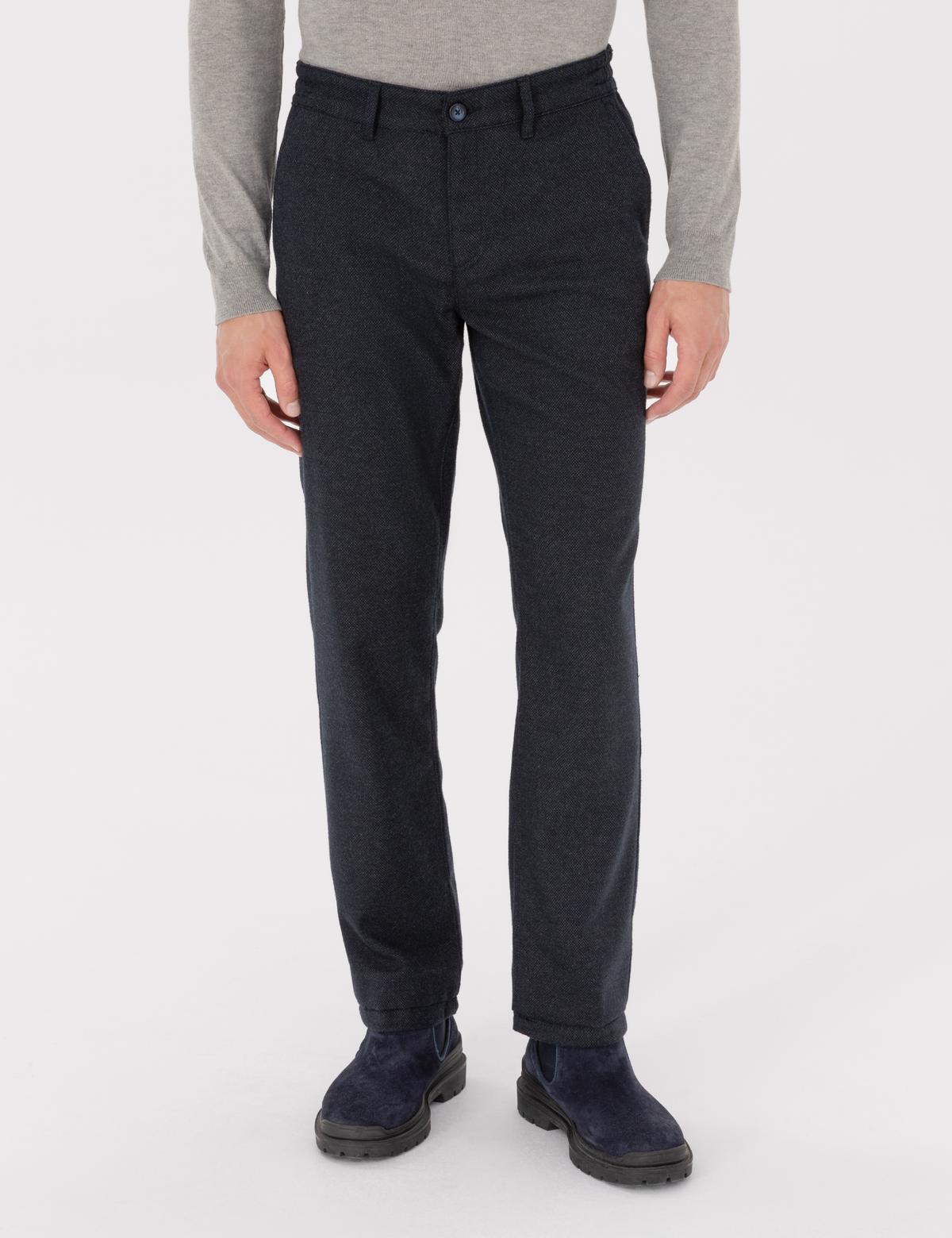 Lacivert Regular Fit Beli Lastikli Kanvas Pantolon - 50317282048