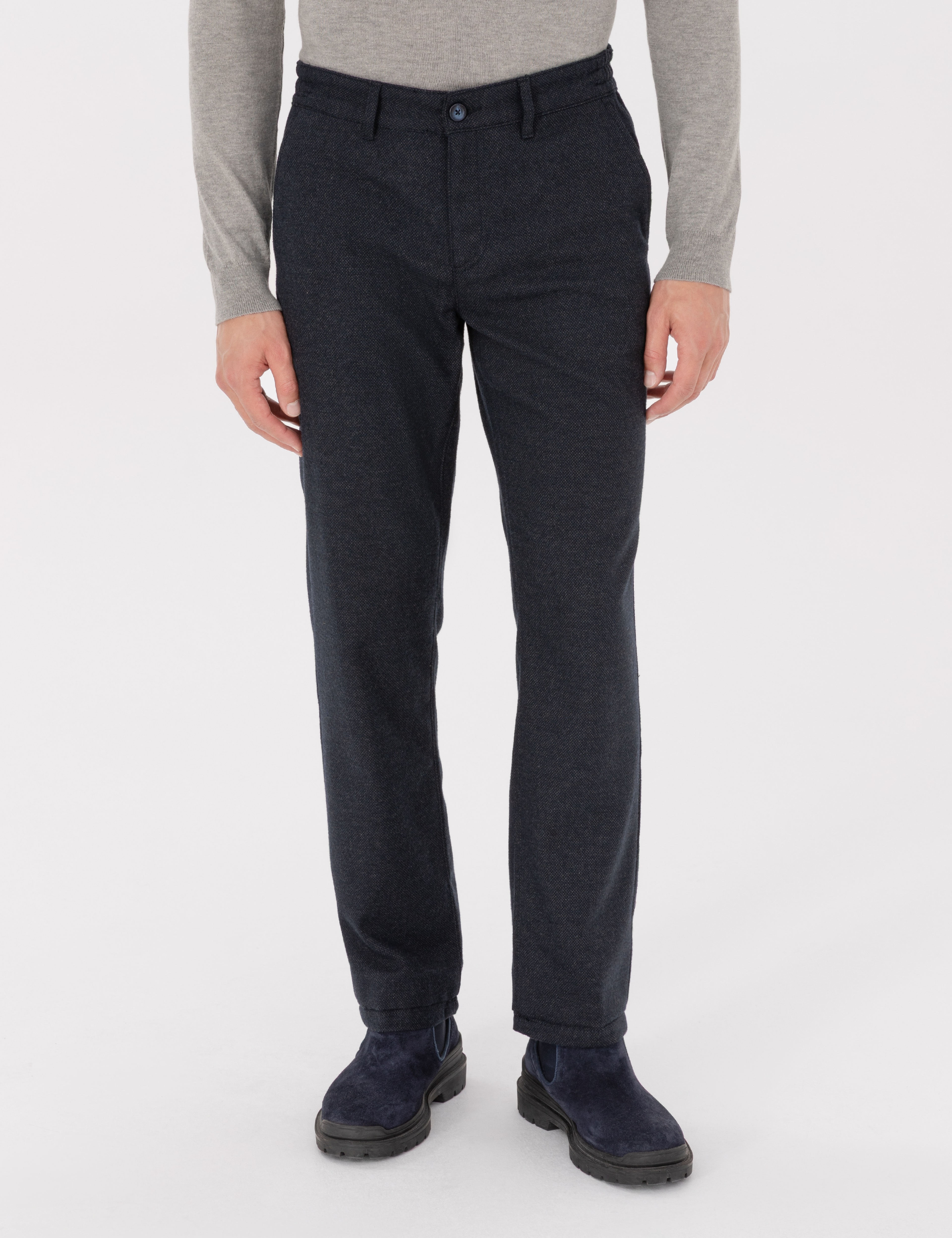 Lacivert Regular Fit Beli Lastikli Kanvas Pantolon