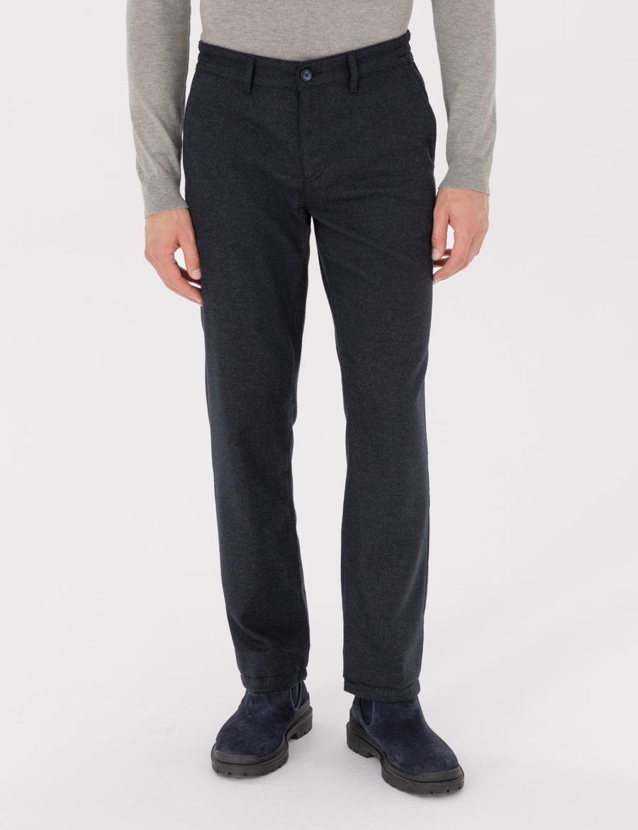 Lacivert Regular Fit Beli Lastikli Kanvas Pantolon