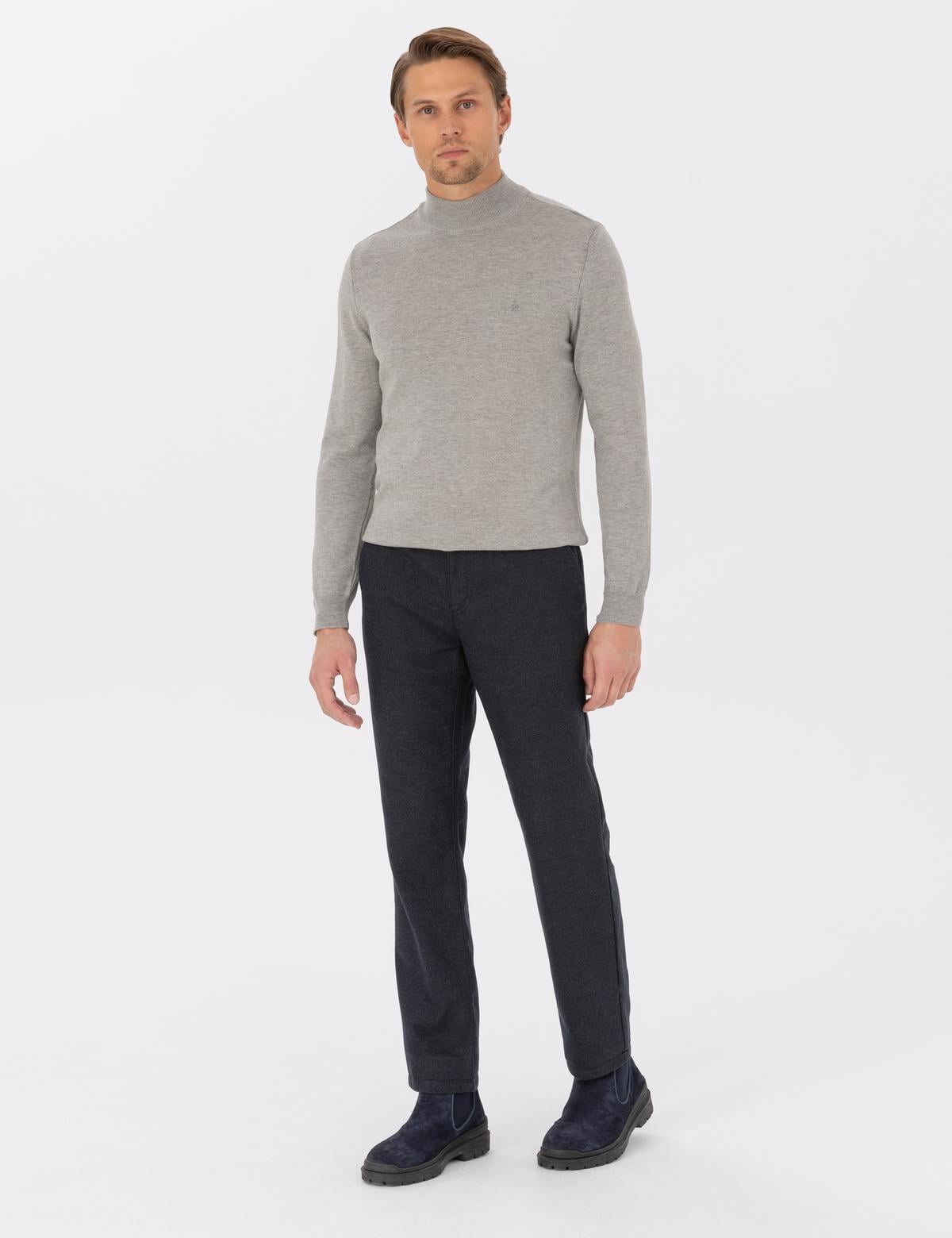 Lacivert Regular Fit Beli Lastikli Kanvas Pantolon - 50317282048