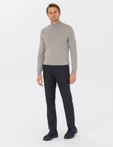 Lacivert Regular Fit Beli Lastikli Kanvas Pantolon