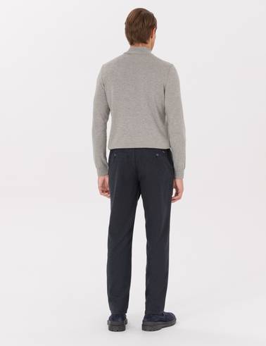 Lacivert Regular Fit Beli Lastikli Kanvas Pantolon