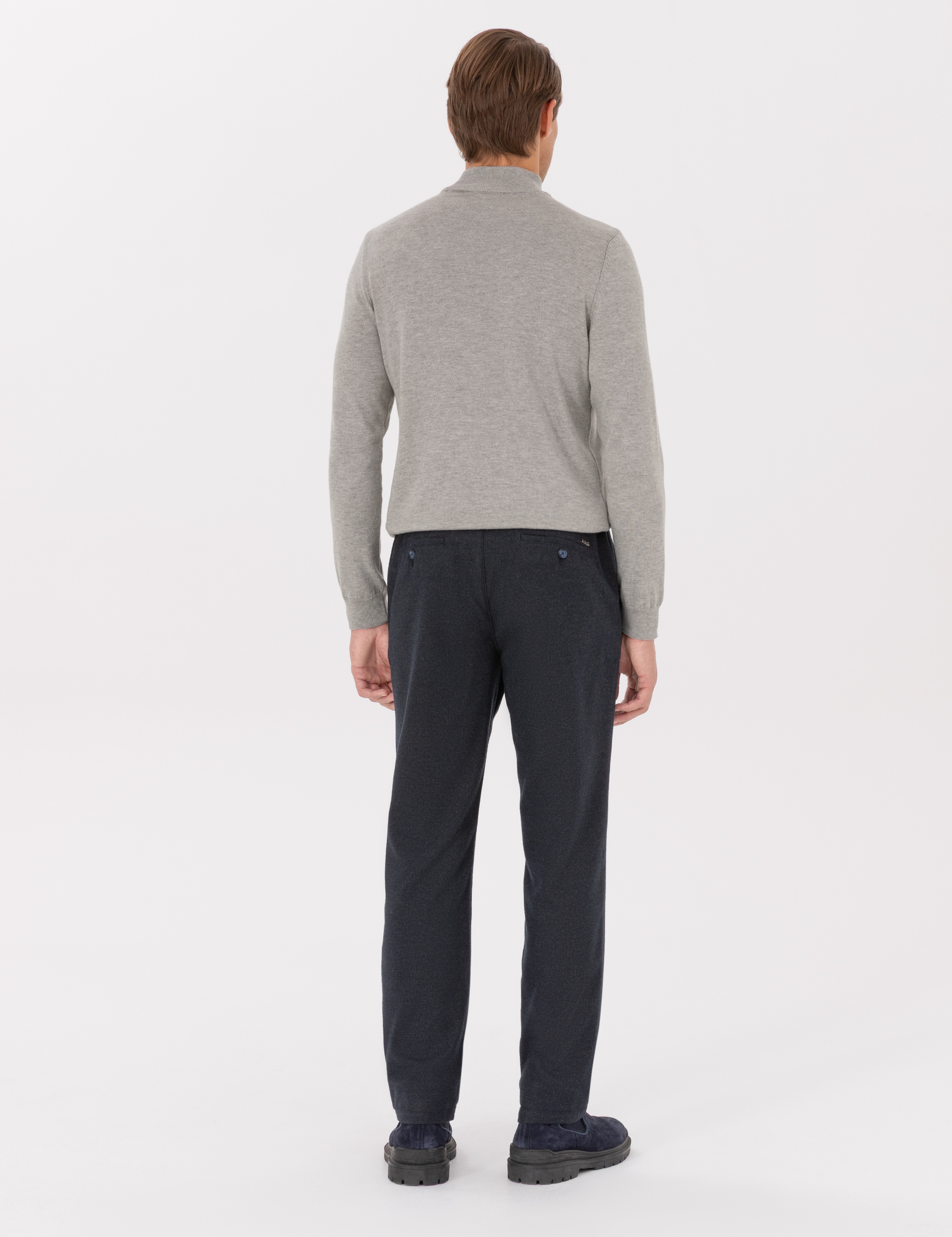 Lacivert Regular Fit Beli Lastikli Kanvas Pantolon - Image 4