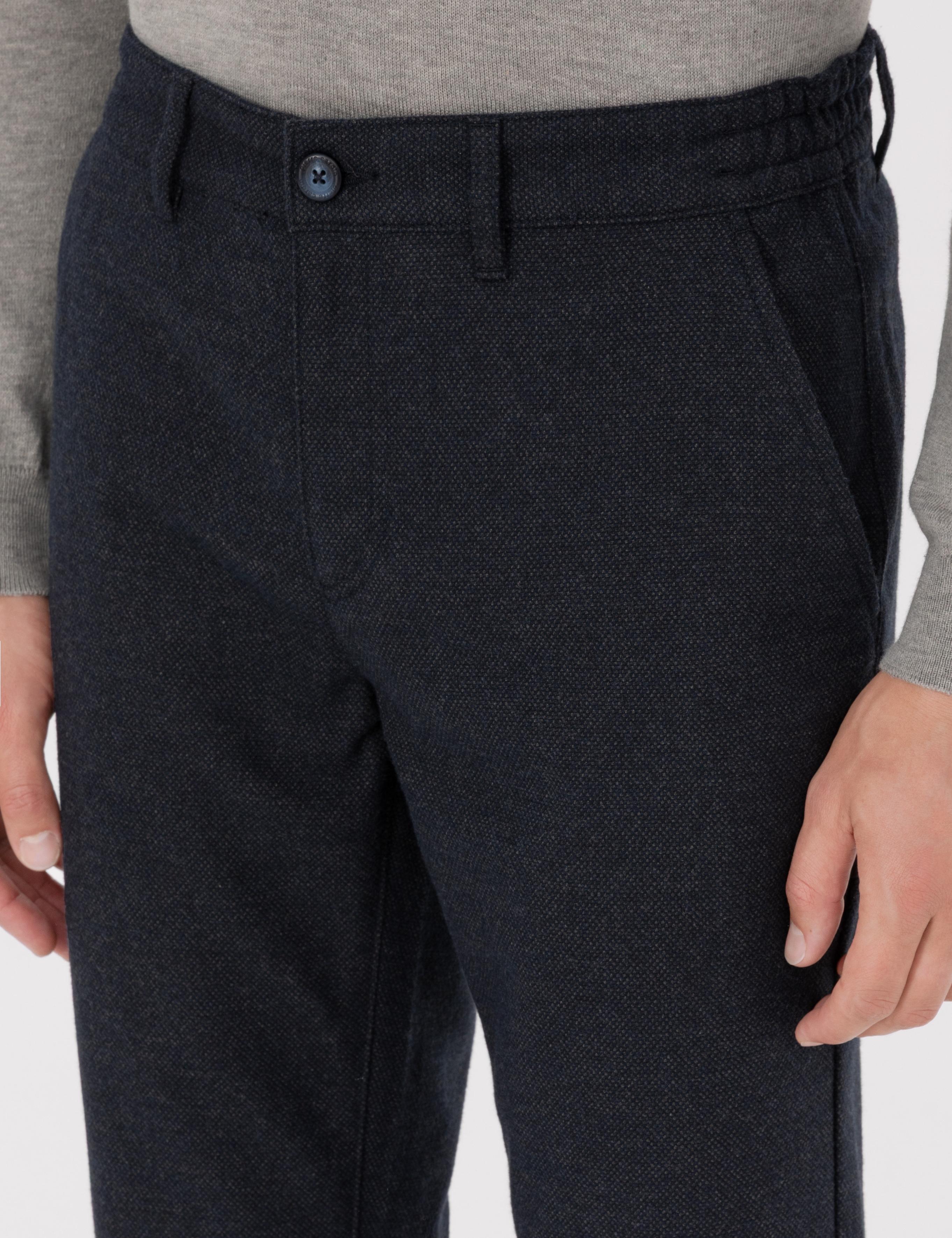 Lacivert Regular Fit Beli Lastikli Kanvas Pantolon