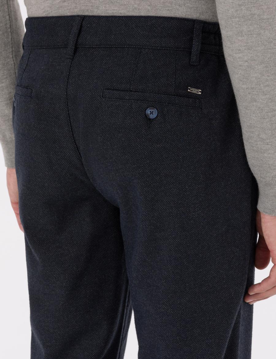 Lacivert Regular Fit Beli Lastikli Kanvas Pantolon