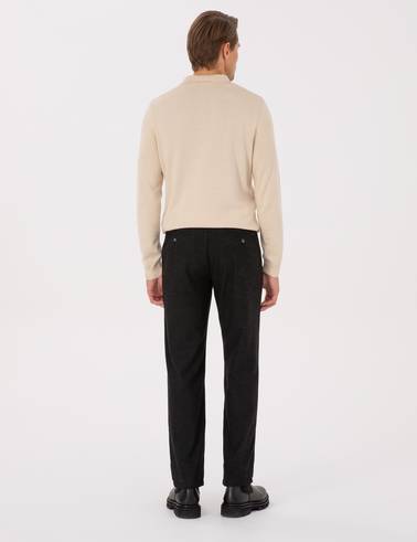 Siyah Regular Fit Beli Lastikli Kanvas Pantolon