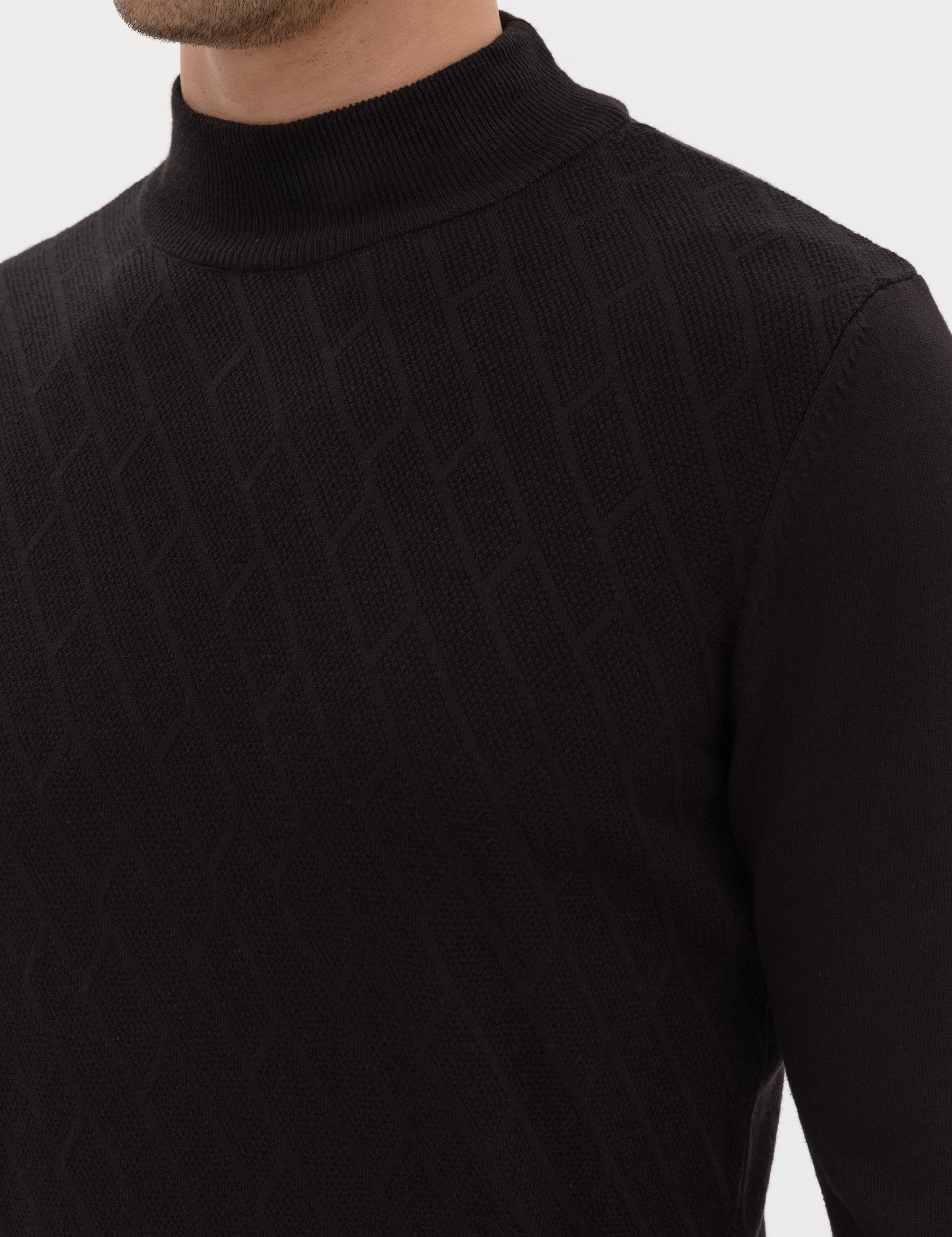 Siyah Slim Fit Yarım Balıkçı Yaka Triko Kazak