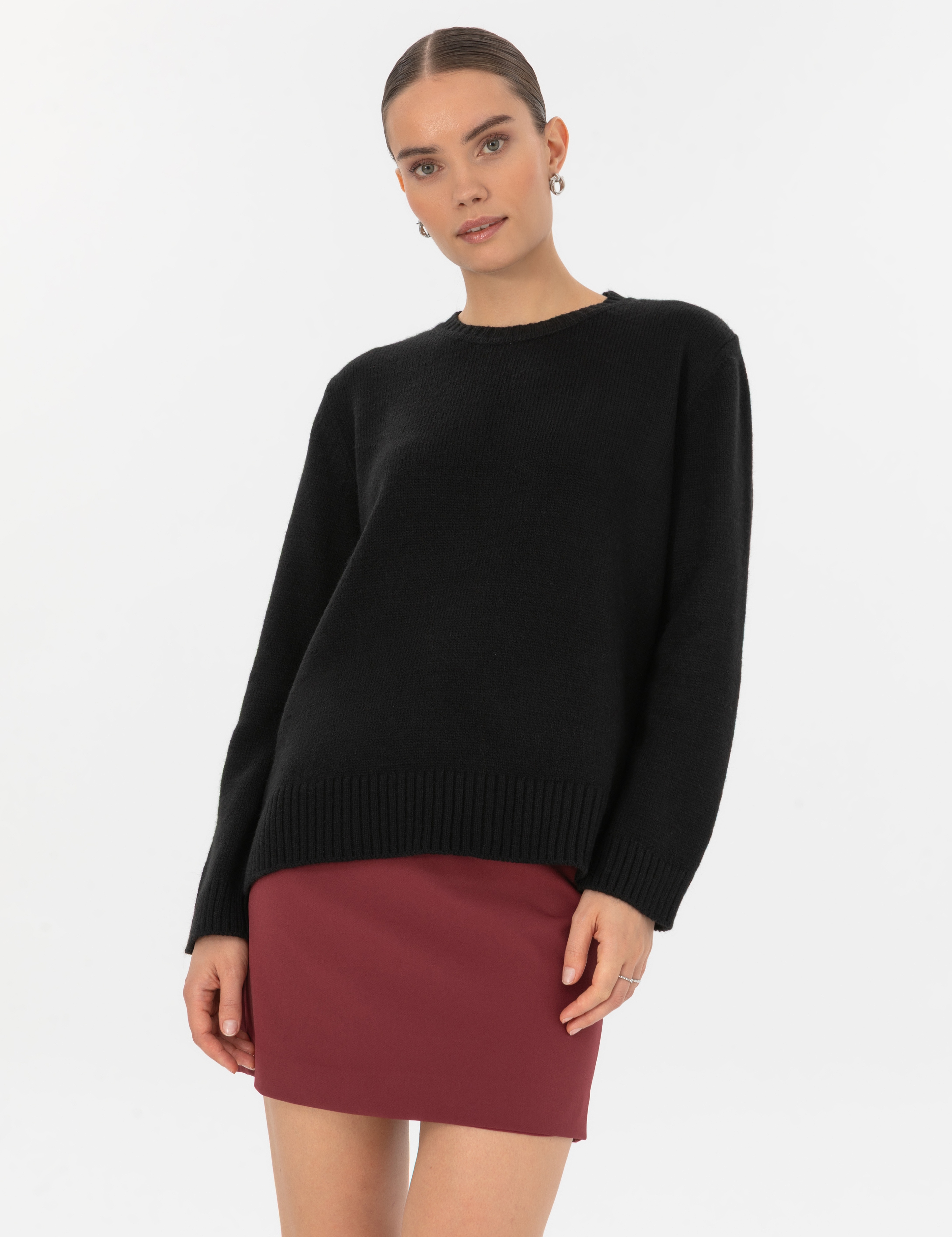 Siyah Comfort Fit Kazak - Image 1