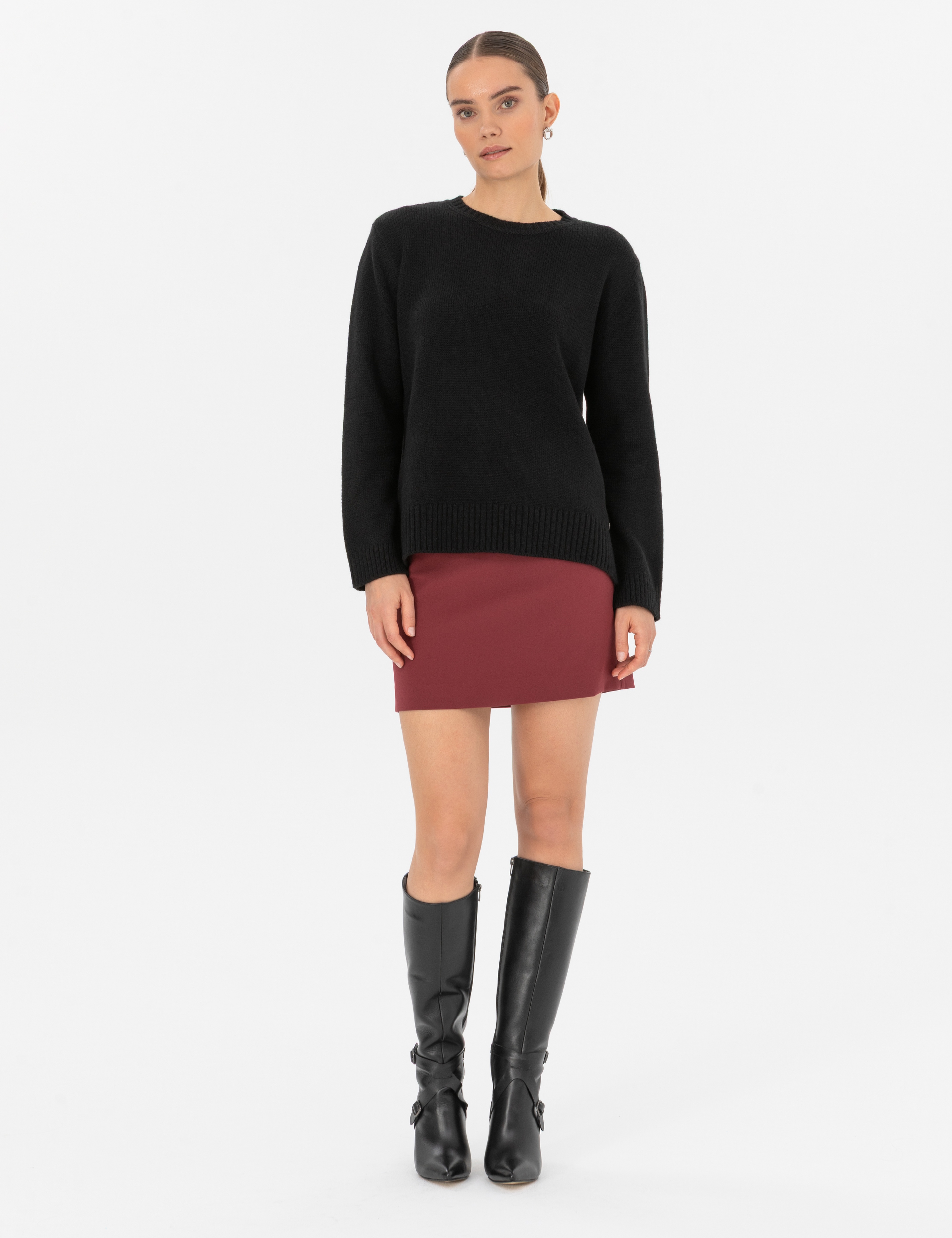 Siyah Comfort Fit Kazak - Image 4