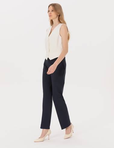 Lacivert Straight Fit Kumaş Pantolon