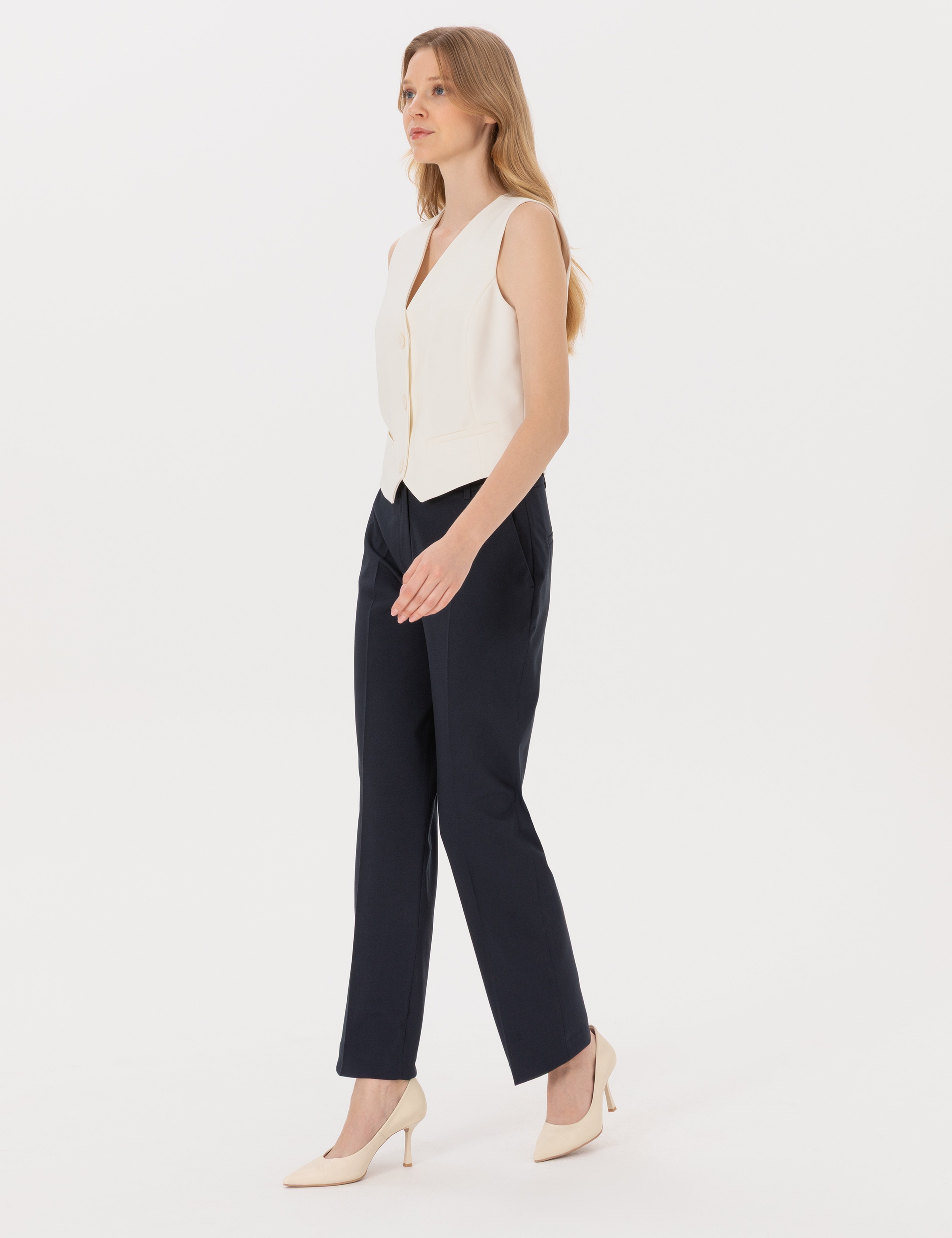Lacivert Straight Fit Kumaş Pantolon