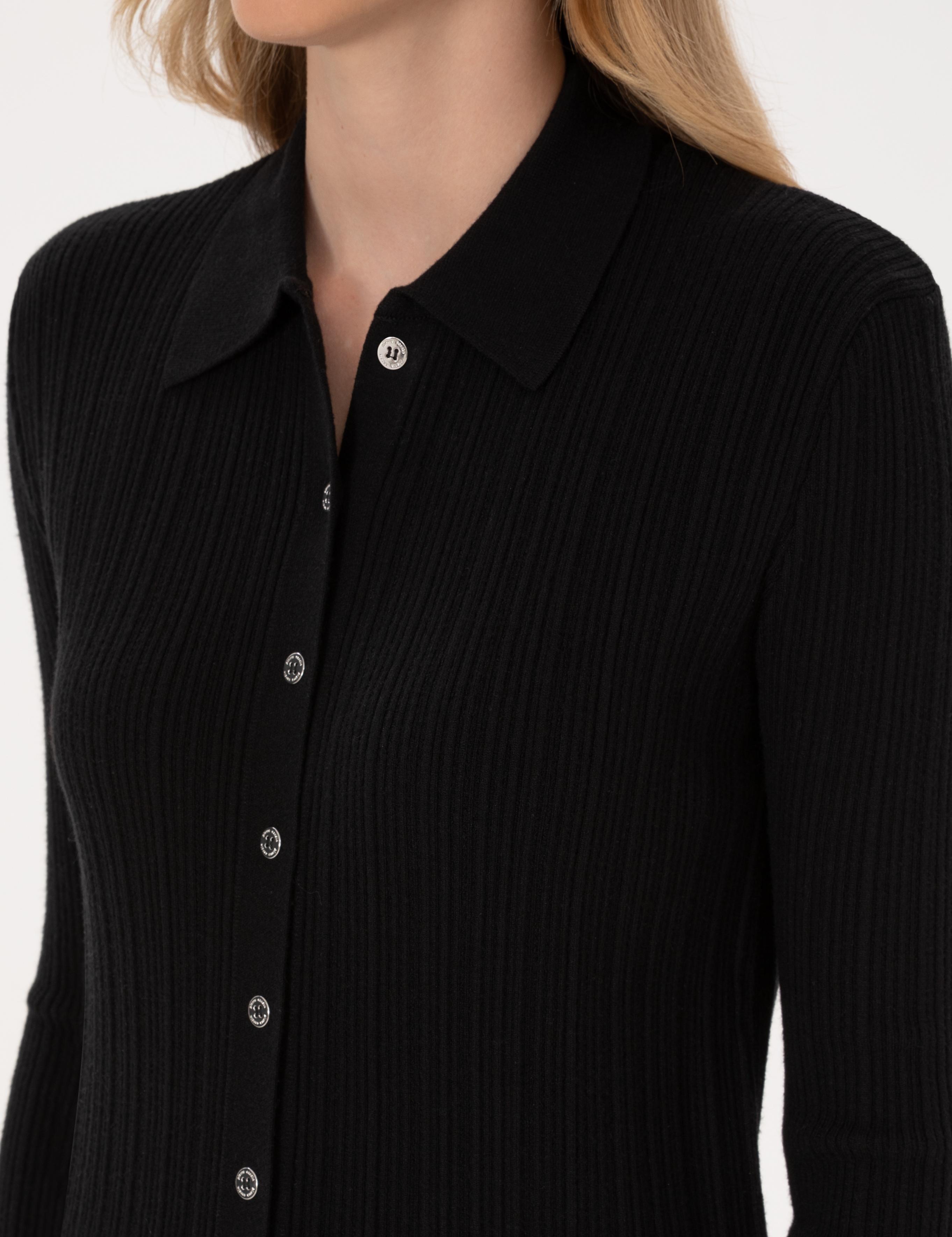 Siyah Slim Fit Triko Hırka