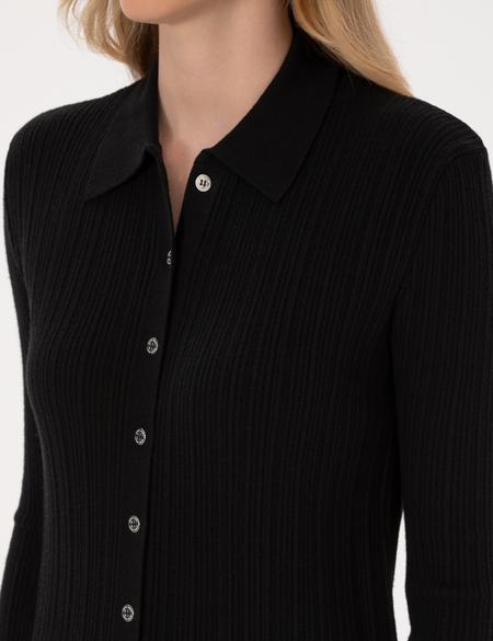 Siyah Slim Fit Triko Hırka - 50316338005