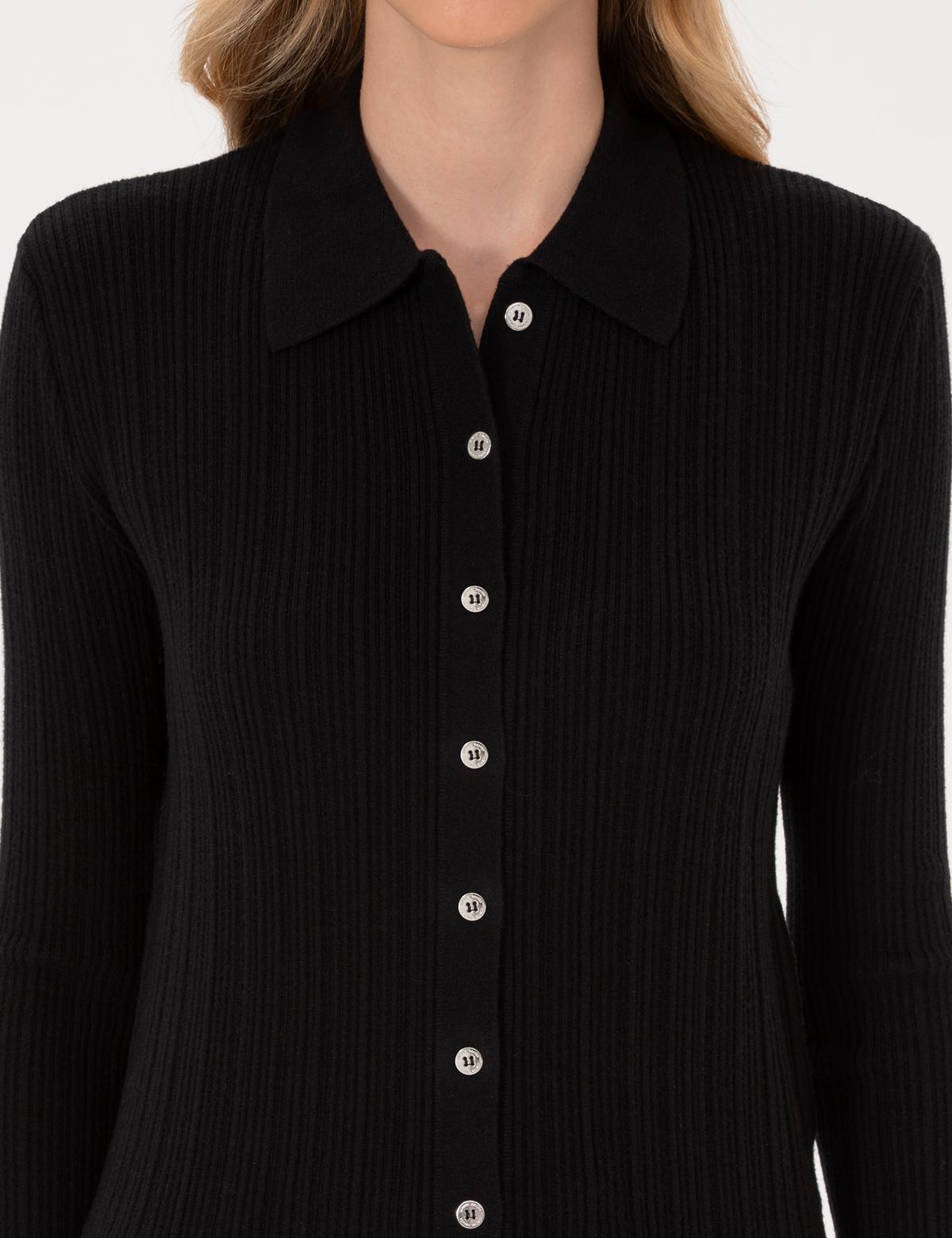 Siyah Slim Fit Triko Hırka - 50316338005