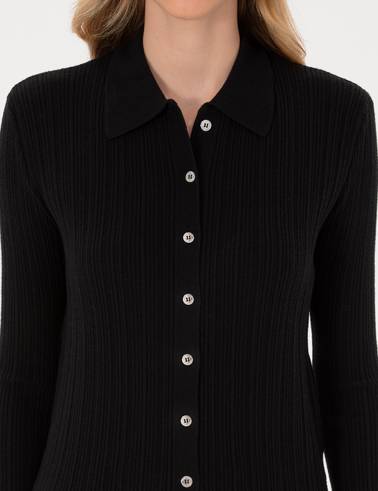 Siyah Slim Fit Triko Hırka