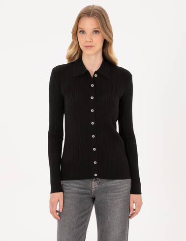 Siyah Slim Fit Triko Hırka