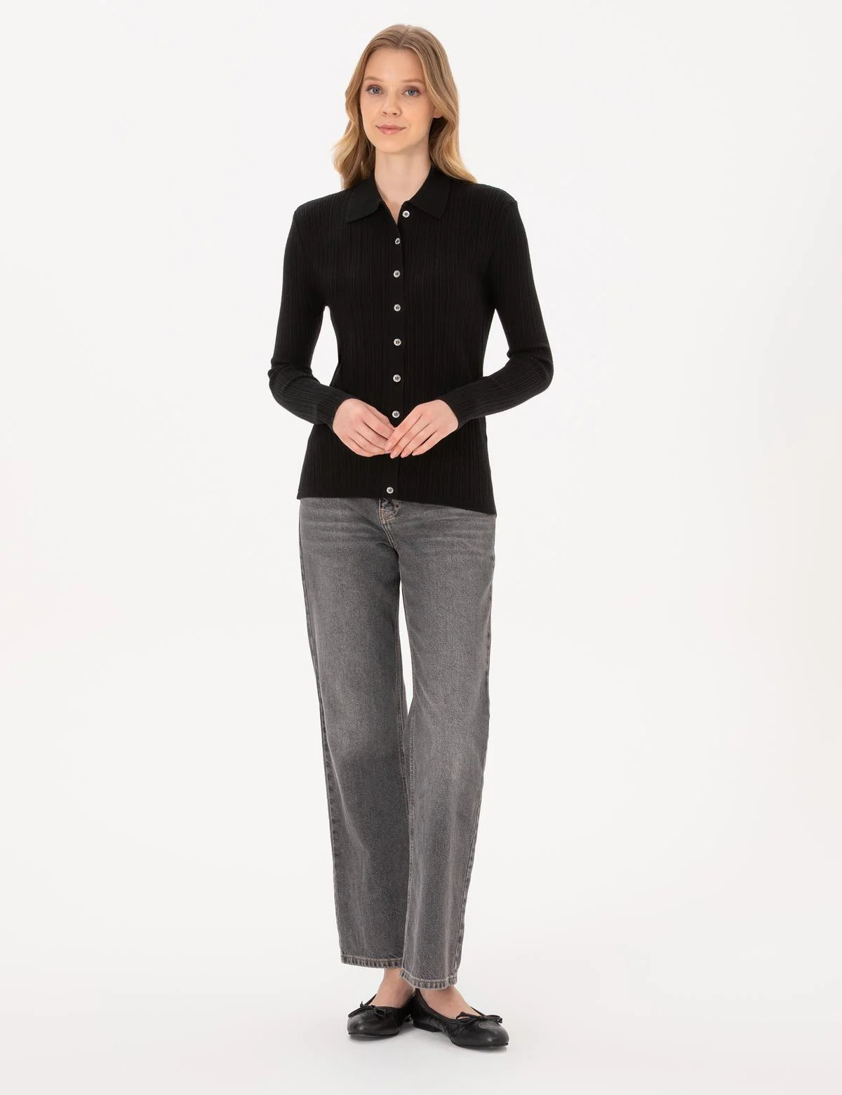 Siyah Slim Fit Triko Hırka - 50316338005