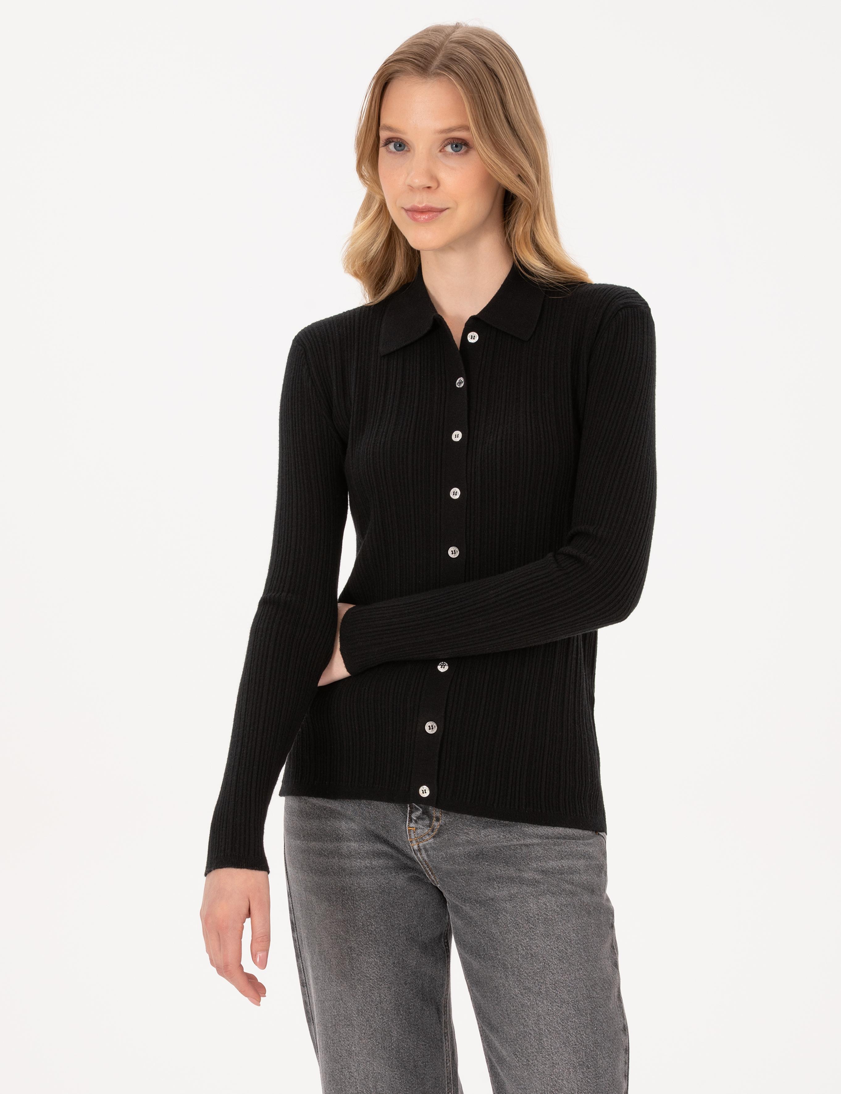 Siyah Slim Fit Triko Hırka