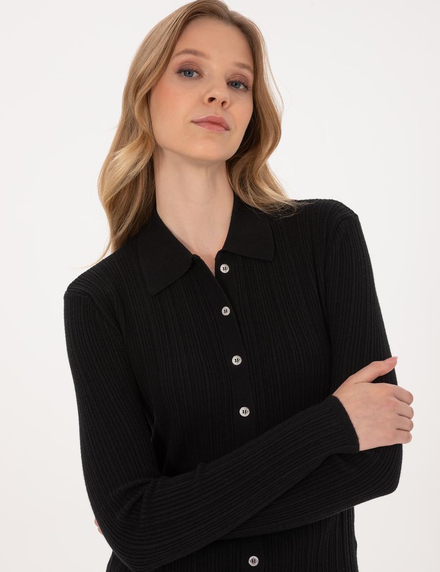 Siyah Slim Fit Triko Hırka