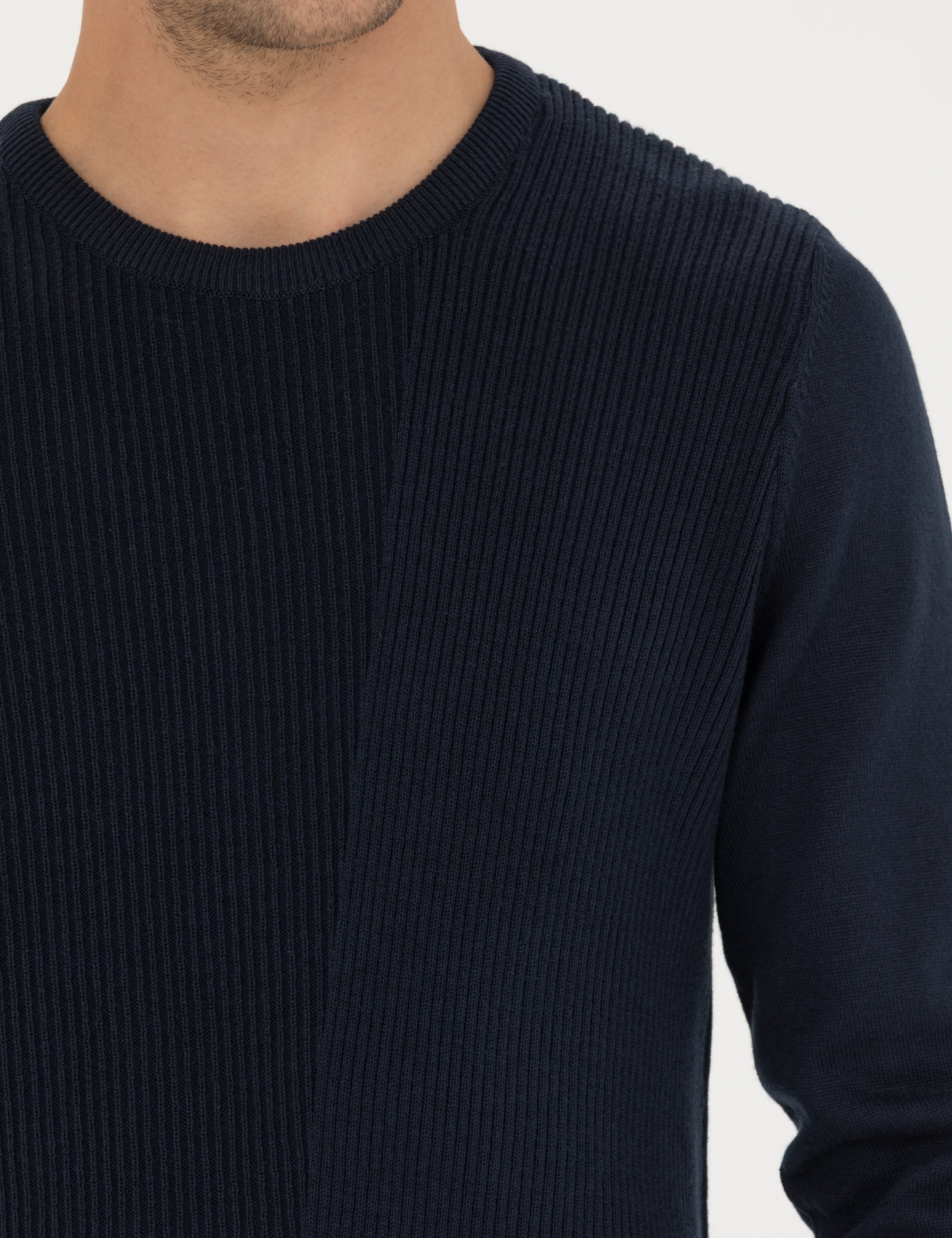 Pierre Cardin Lacivert Slim Fit Bisiklet Yaka Triko Kazak görsel 7
