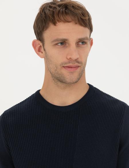 Lacivert Slim Fit Bisiklet Yaka Triko Kazak - 50281823001