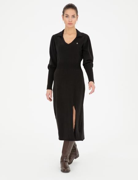 Siyah Regular Fit Triko Elbise - 50280227011