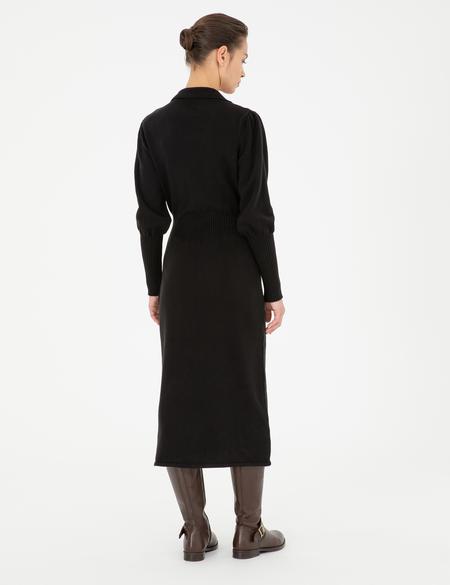 Siyah Regular Fit Triko Elbise - 50280227011